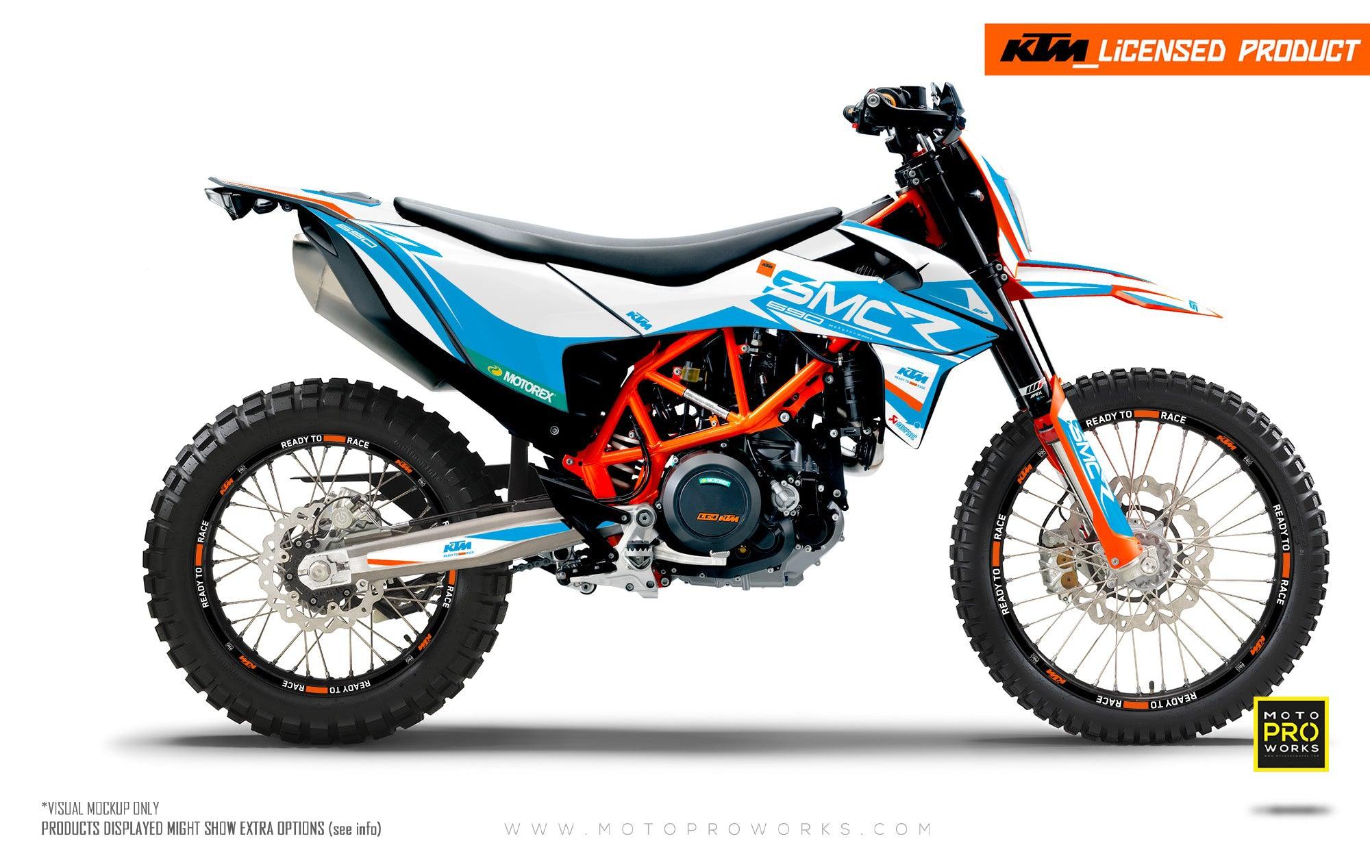 KTM 690 Enduro GRAPHICS - "Racer" (White/Light Blue) - MotoProWorks