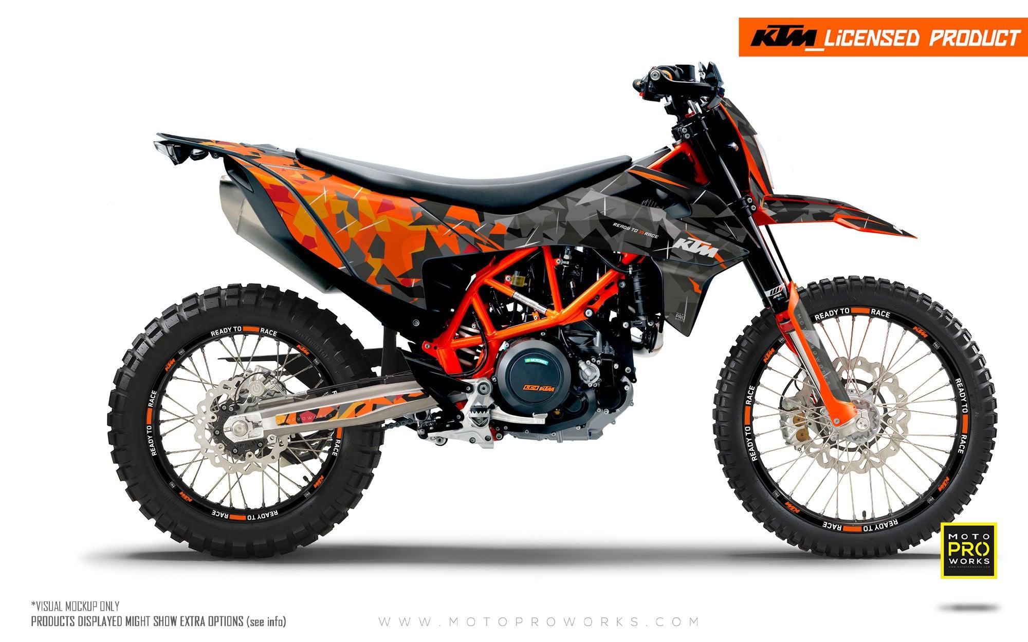 KTM 690 Enduro GRAPHICS - "Flake" (Black/Orange) - MotoProWorks
