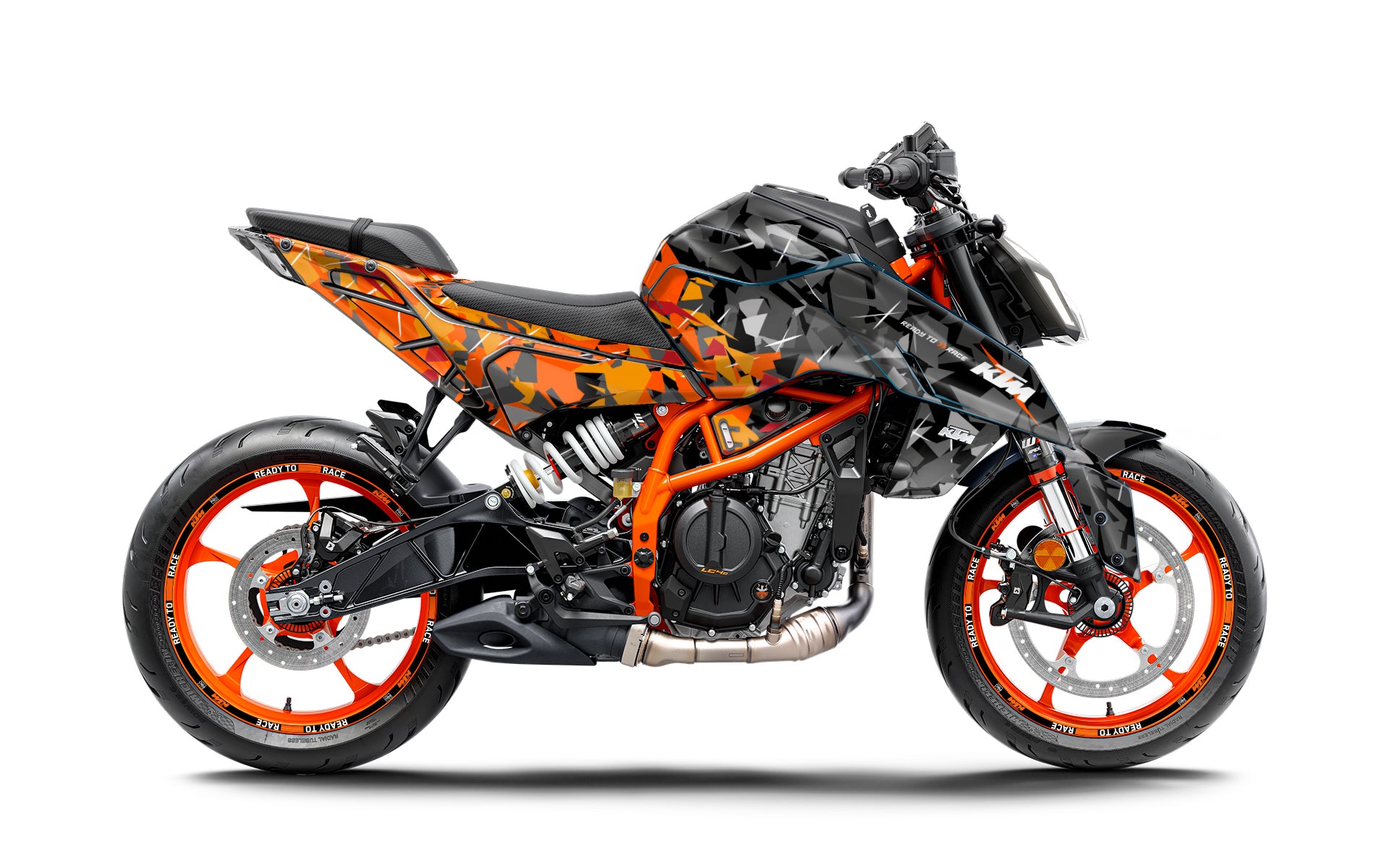 KTM 390 Duke GRAPHICS - "Flake" (Black/Orange) - MotoProWorks
