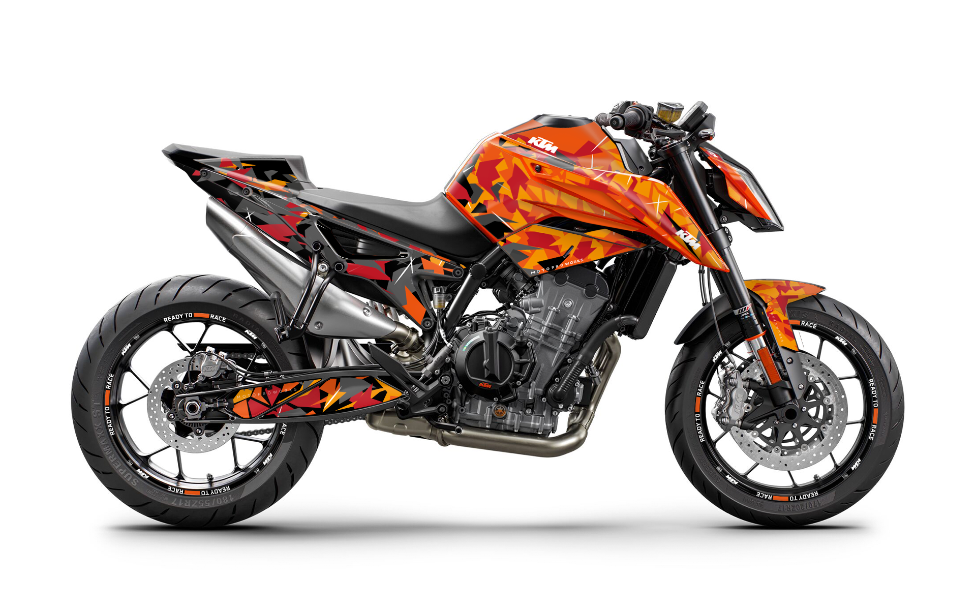 KTM 790/890 Duke GRAPHICS - "Flake" (Orange/Black) - MotoProWorks