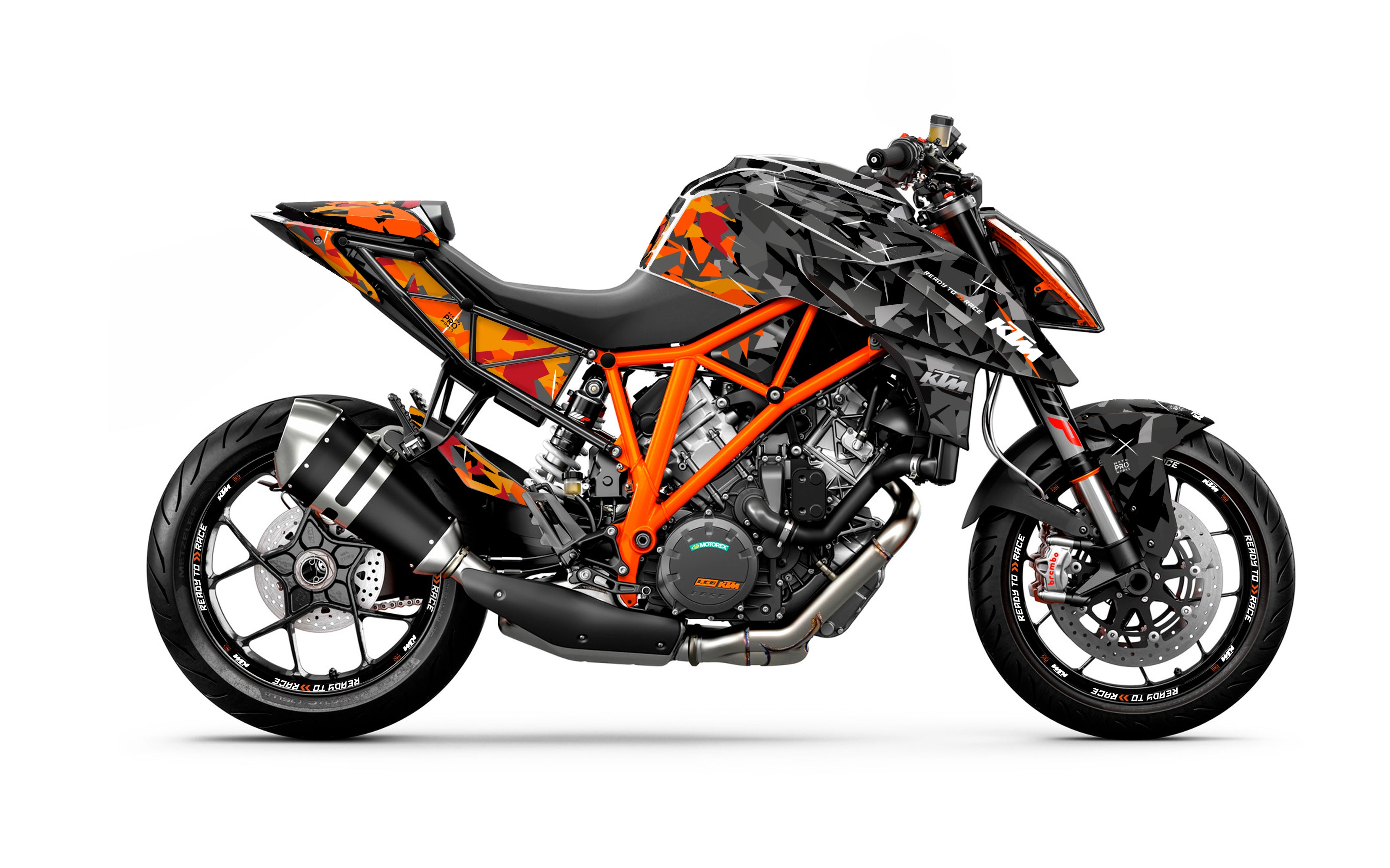 KTM 1290 Super Duke R 2014-2019 GRAPHICS - "Flake" (Black/Orange) - MotoProWorks