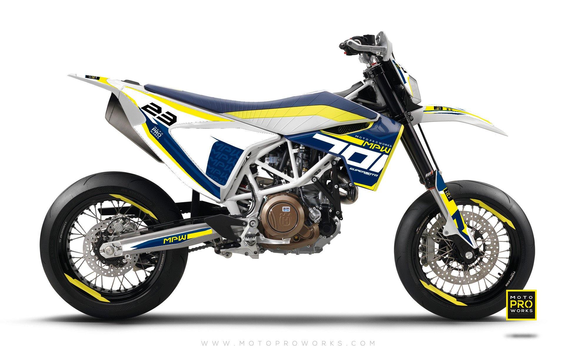 Husqvarna 701 Enduro Graphics - "SEVENOH" (Blue/White) - MotoProWorks
