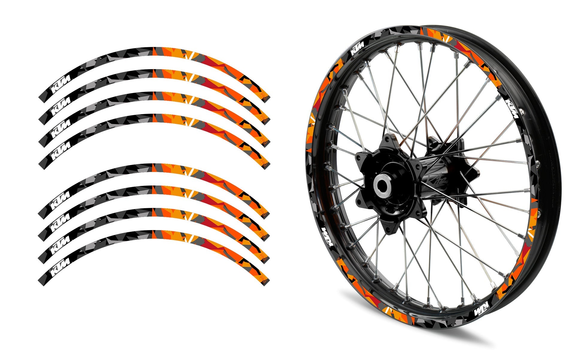 Rim Stripes - KTM "Flake" (Black/Orange) - MotoProWorks