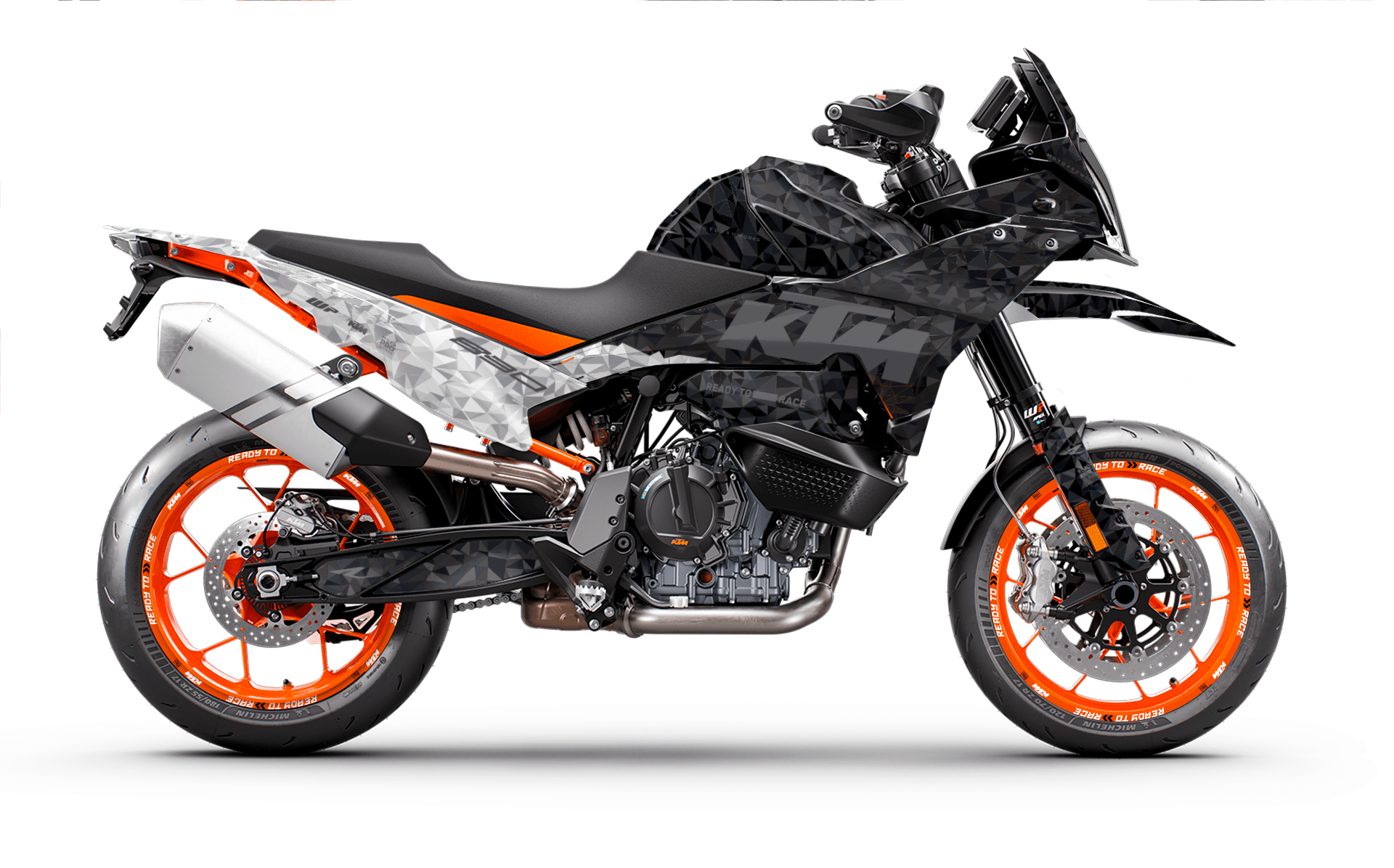 KTM 890 SMT GRAPHICS - "Polyatomic" (Black/White) - MotoProWorks