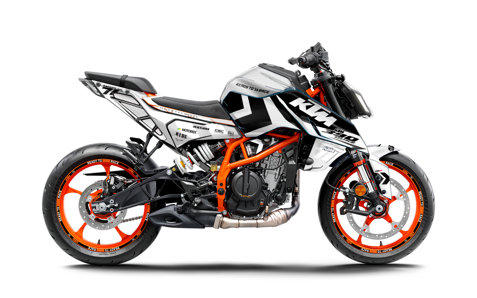 KTM 390 Duke 2024-2025 GRAPHICS - "Rasorblade" (White) - MotoProWorks