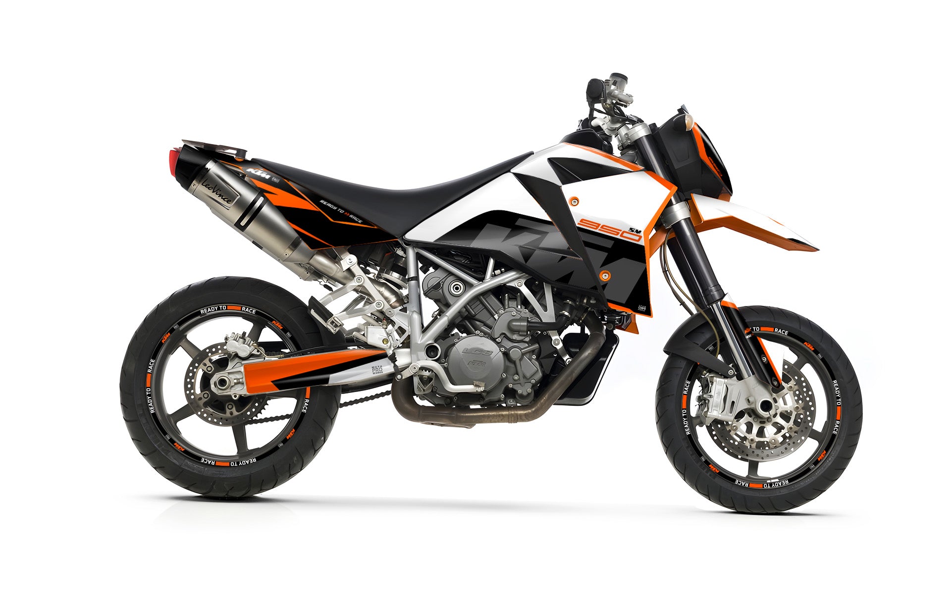 KTM 950 SM / SMR GRAPHICS - "Torque" (White/Black/Orange) - MotoProWorks