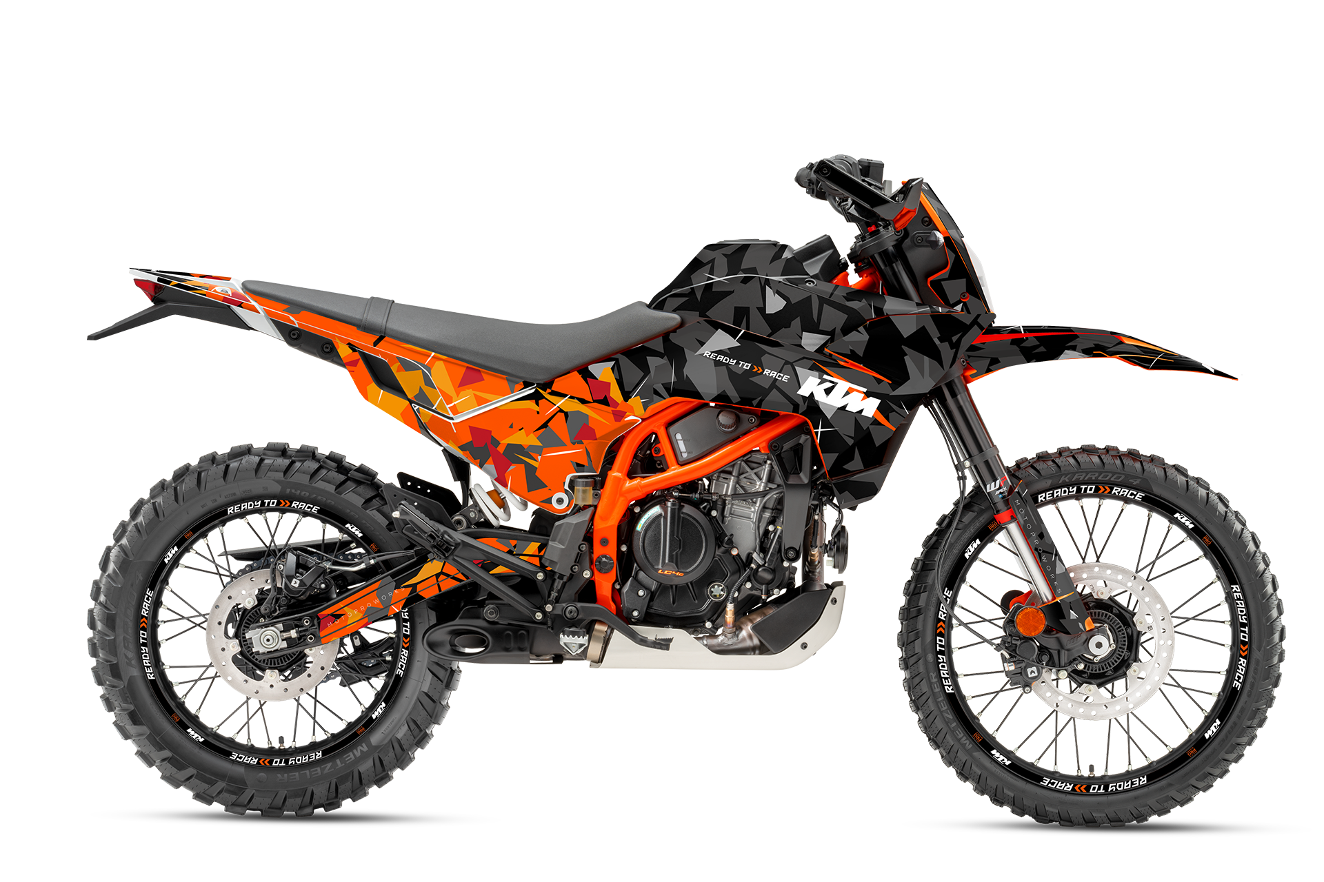 KTM 390 Enduro R KITS DÉCO - "Flake" (Noir/Orange)