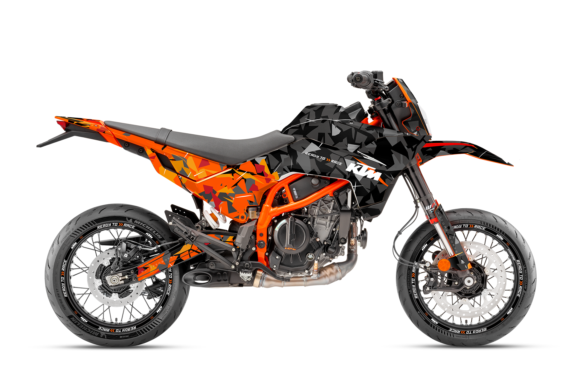KTM 390 SMC-R KITS DÉCO - "Flake" (Noir/Orange)