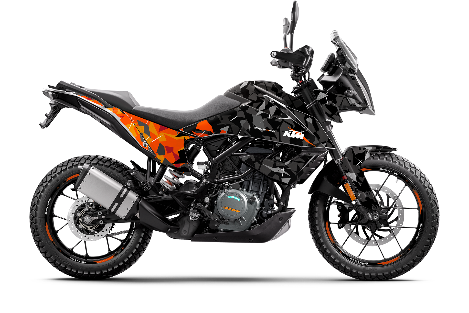 KTM 390 Adventure GRAPHICS - "Flake" (Black/Orange) - MotoProWorks