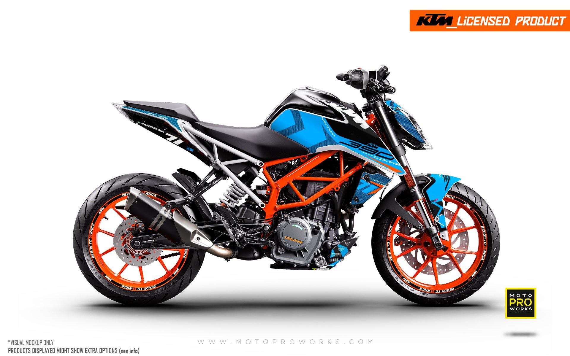 KTM 125 Duke GRAPHICS - "Rasorblade" (Blue) - MotoProWorks