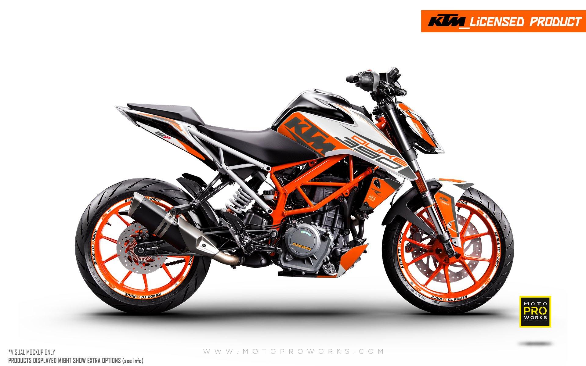 KTM 125 Duke GRAPHICS - "Torque" (White/Orange) - MotoProWorks