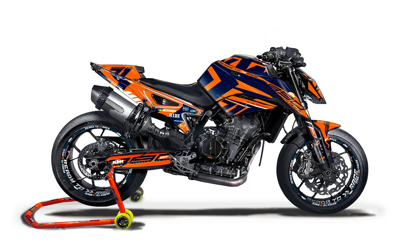 KTM 790/890 Duke GRAPHICS - "Rasorblade" (Orange/Dark Blue) - MotoProWorks