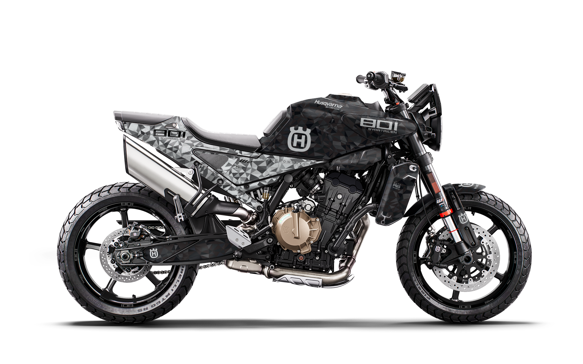 Husqvarna 801 Svartpilen GRAPHICS - "Polyatomic" (Black/Grey) - MotoProWorks