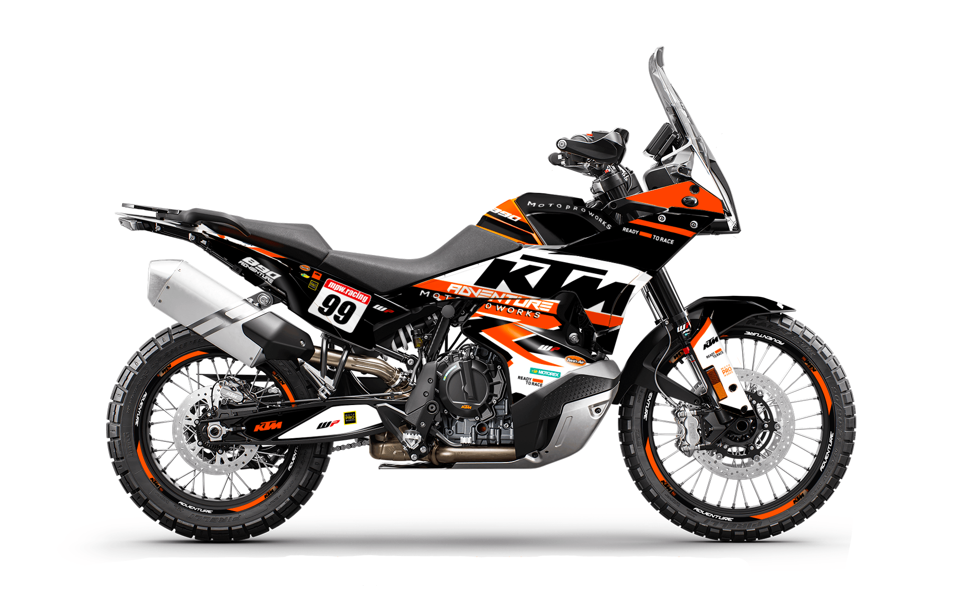 KTM 790/890 Adventure R/S 2023 GRAPHICS - "Atlantic" (White/Black/Orange) - MotoProWorks