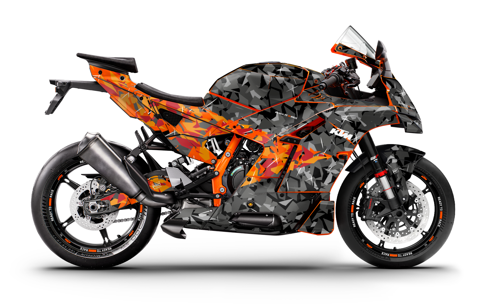 KTM 990 RC R GRAPHICS - "Flake" (Black/Orange) - MotoProWorks