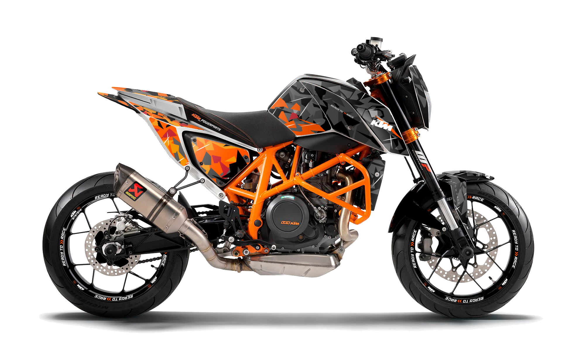 KTM 690 Duke GRAPHICS - "Flake" (Black/Orange) - MotoProWorks