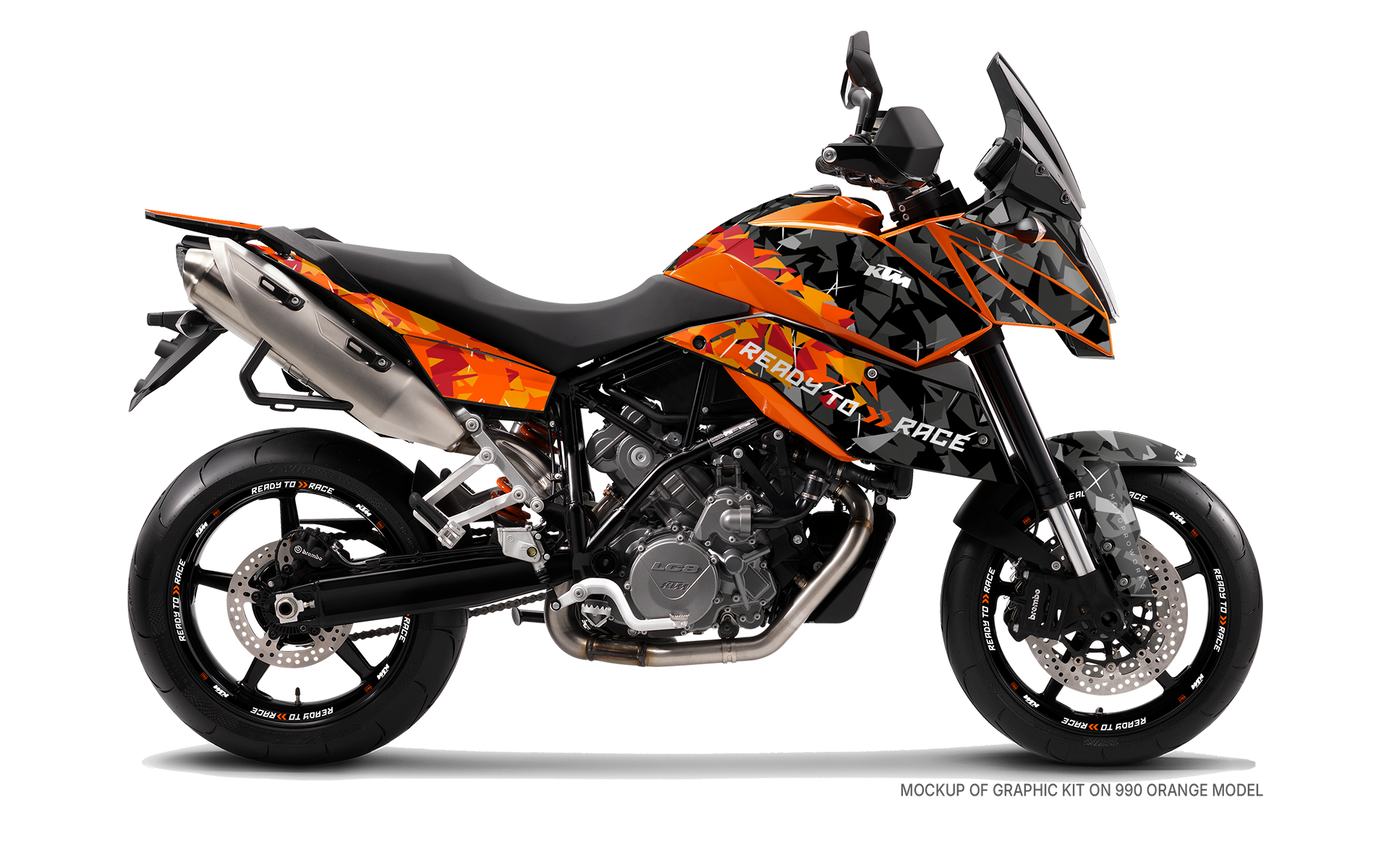 KTM 990 SM / SMR / SMT GRAPHICS - "Flake" (Black/Orange) - MotoProWorks
