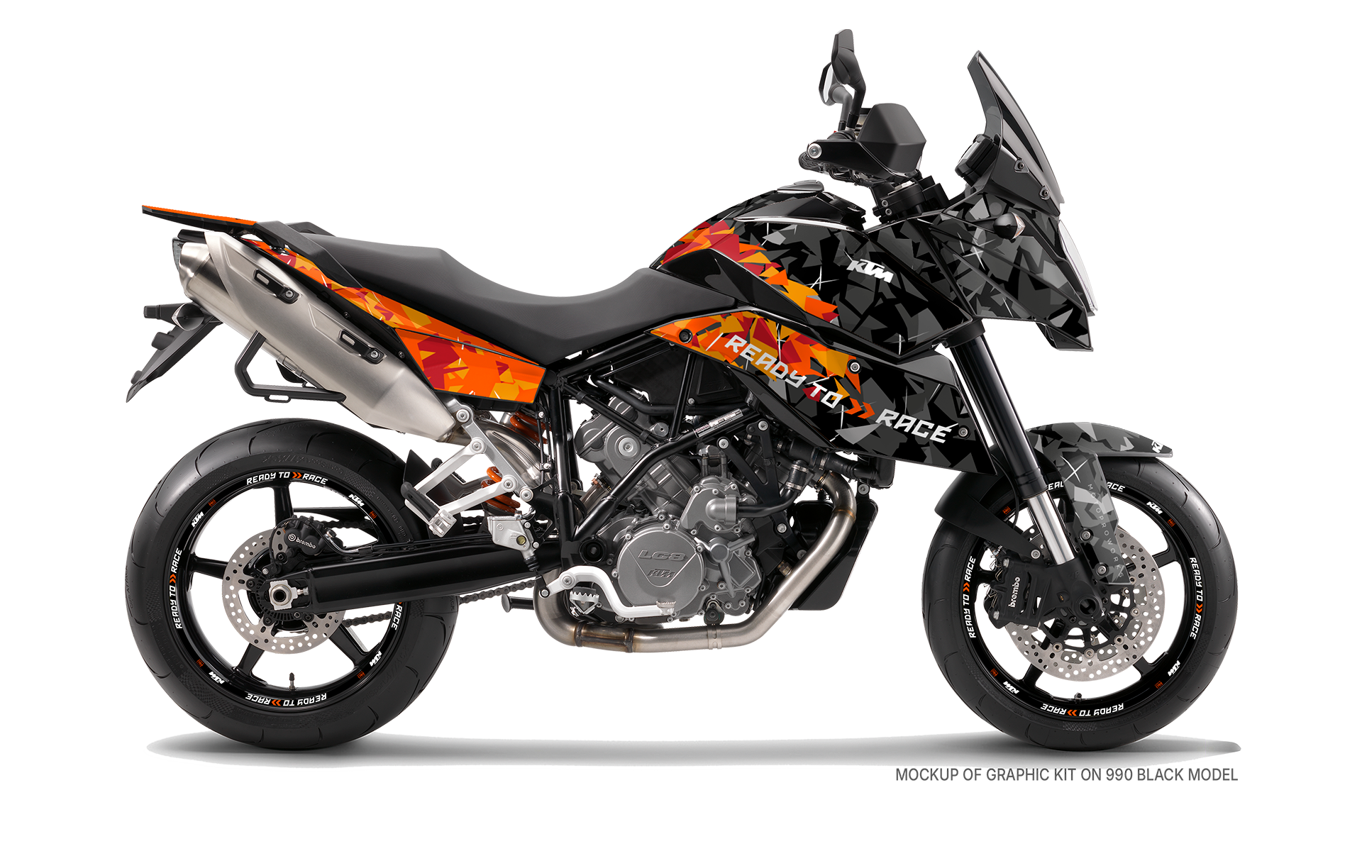 KTM 990 SM / SMR / SMT GRAPHICS - "Flake" (Black/Orange) - MotoProWorks
