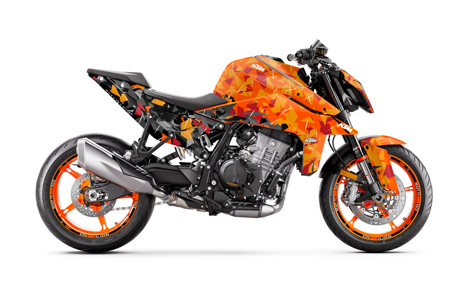 KTM 990 Duke GRAPHICS - "Flake" (Orange/Black) - MotoProWorks