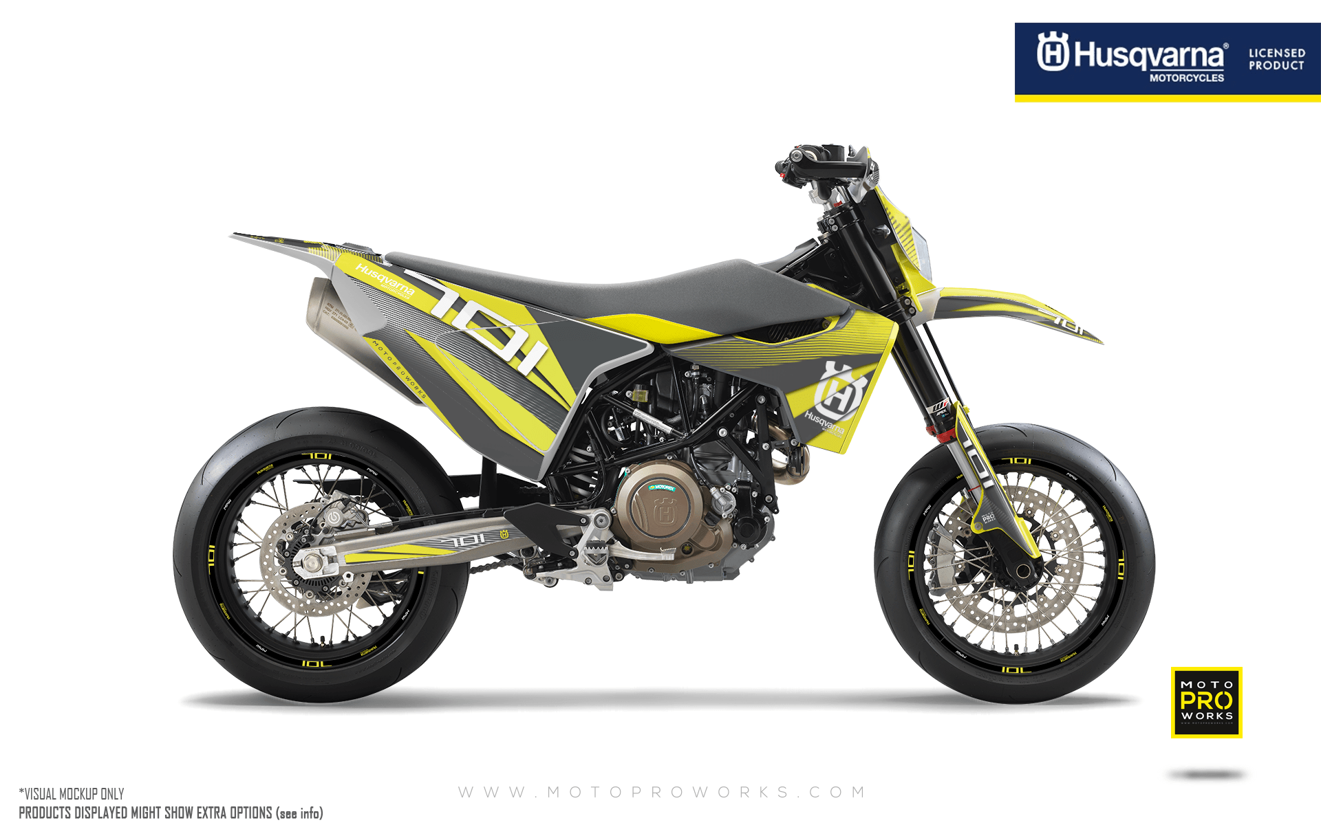 Husqvarna 701 Enduro Graphics - "Featherlight" (Grey/Yellow) - MotoProWorks