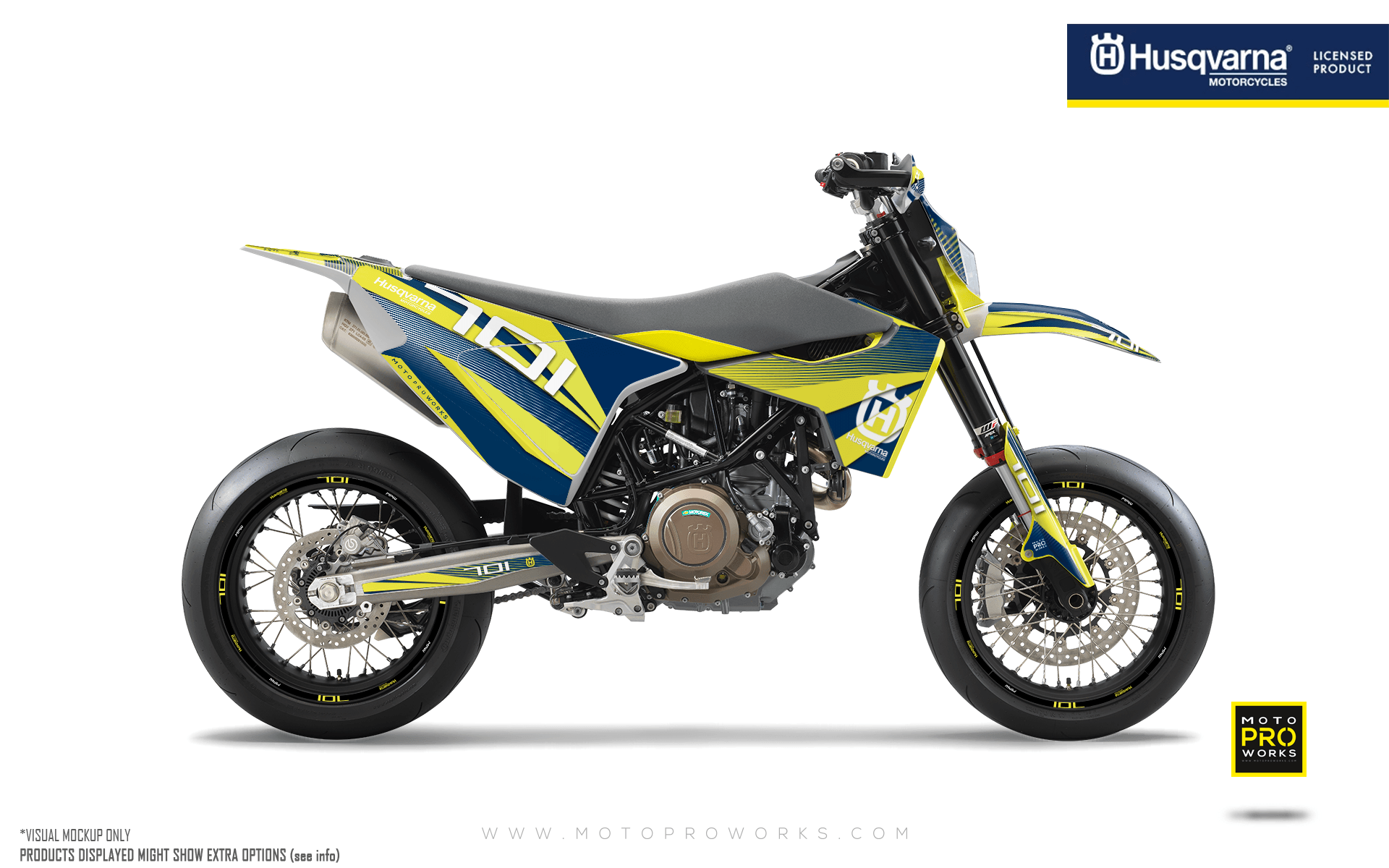 Husqvarna 701 Enduro Graphics - "Featherlight" (Yellow/Blue) - MotoProWorks