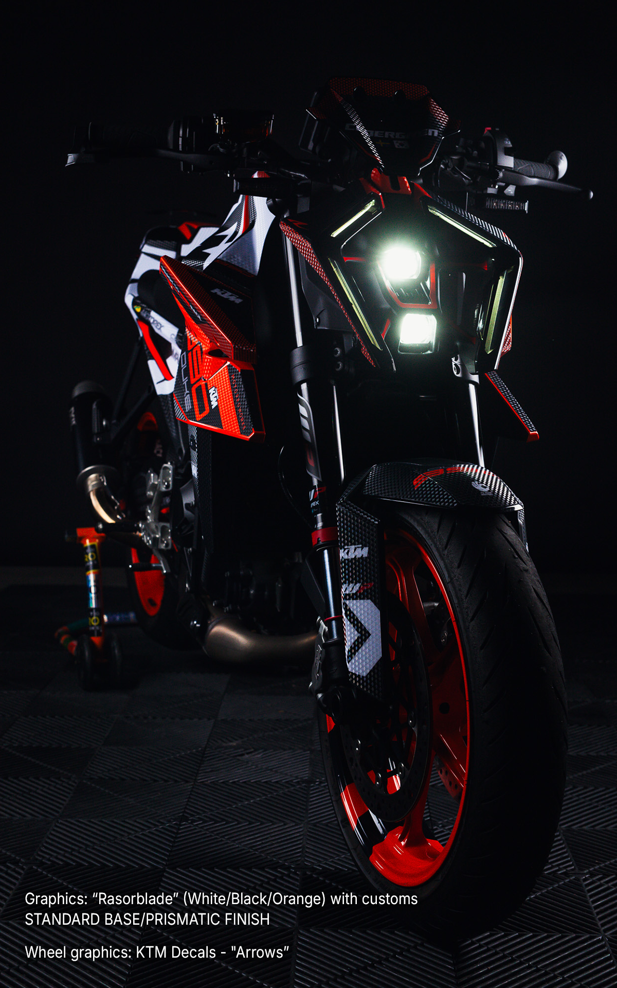 KTM 990 Duke GRAPHICS - "Rasorblade" (White/Black/Orange) - MotoProWorks