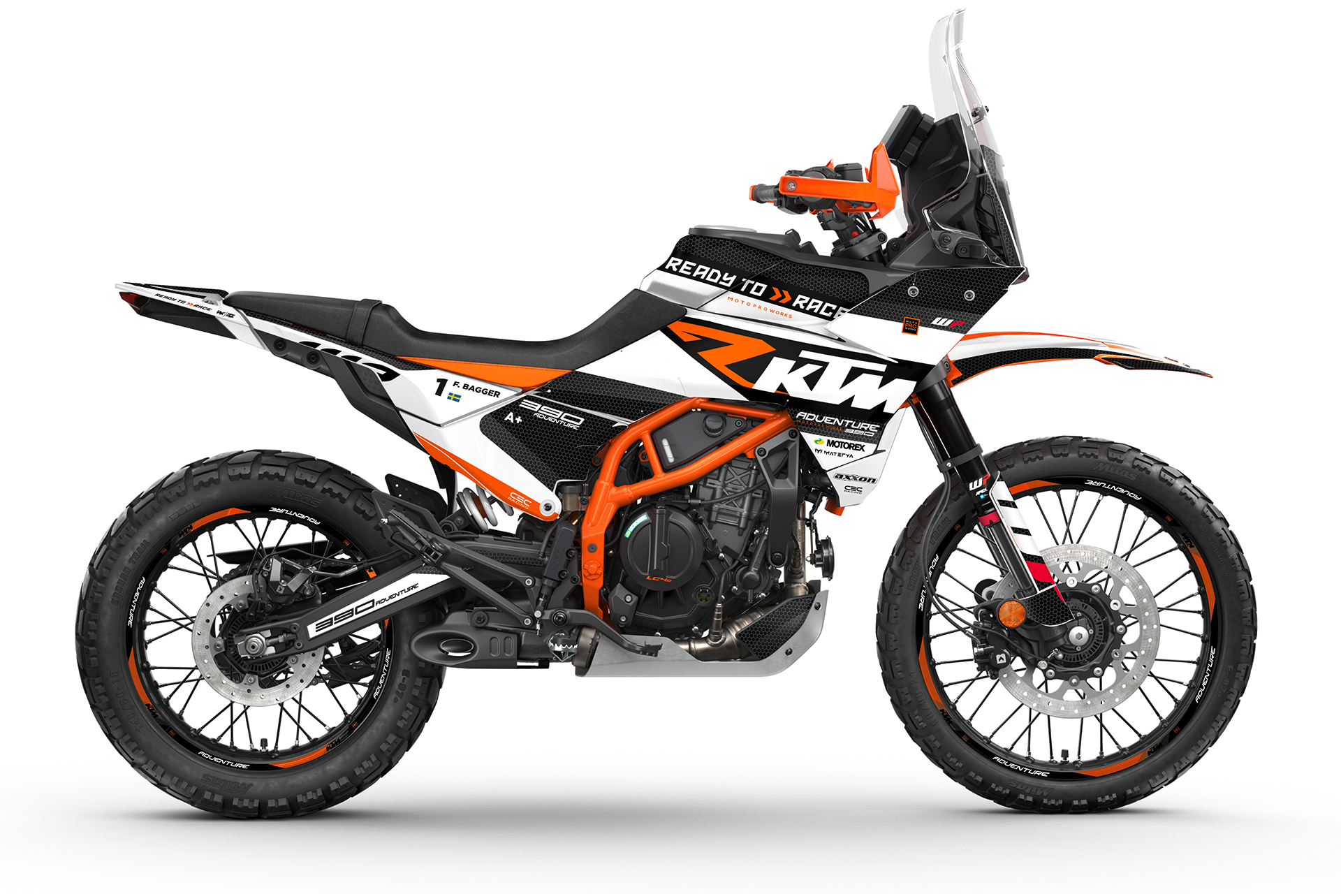 KTM 390 Adventure R / X GRAPHICS - "RR-Tech" (White) - MotoProWorks