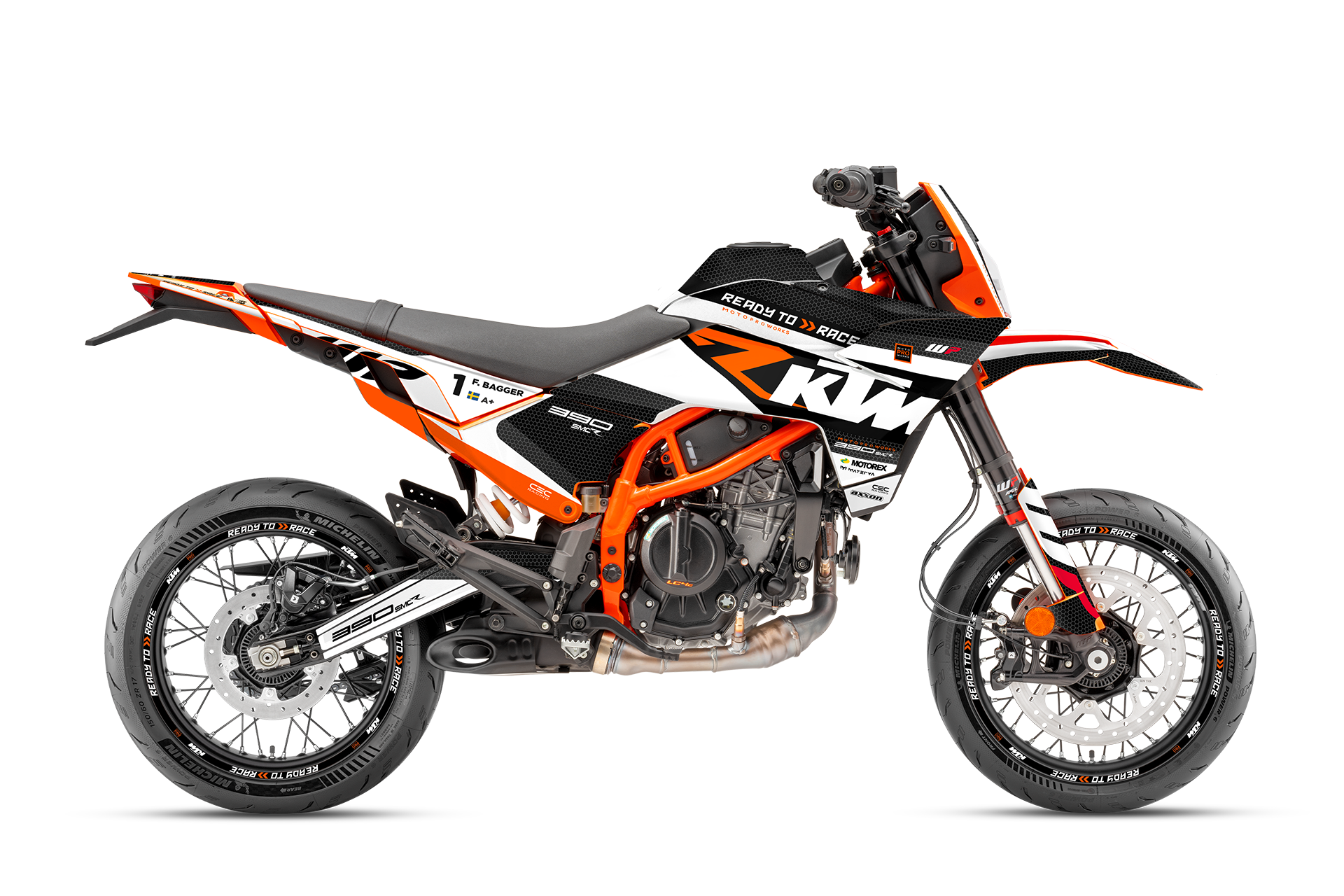 KTM 390 SMC-R GRAPHICS - "RR-Tech" (White) - MotoProWorks