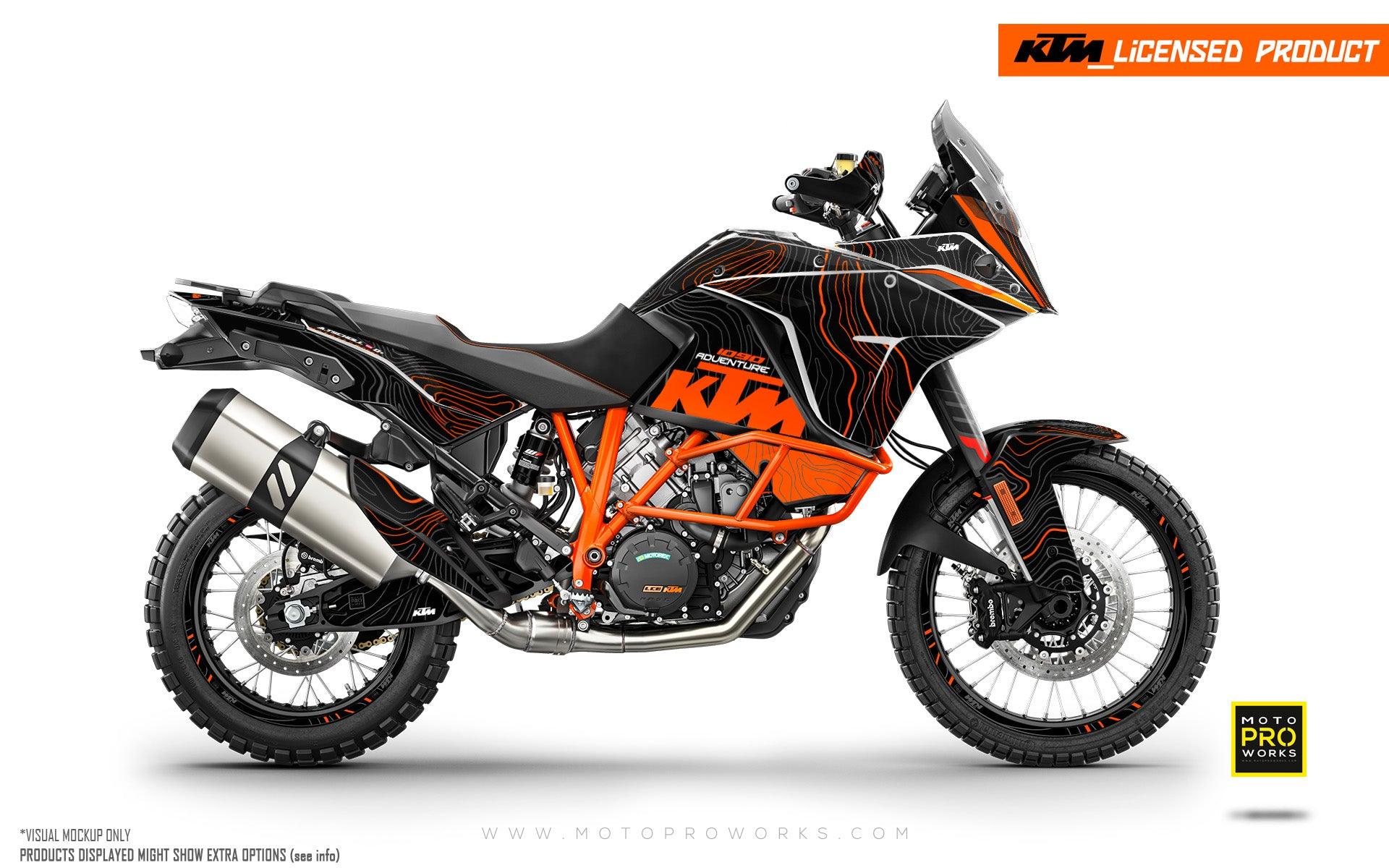 KTM 1090 Adventure GRAPHICS - "TOPOGRAPHY" (Black/Orange) - MotoProWorks