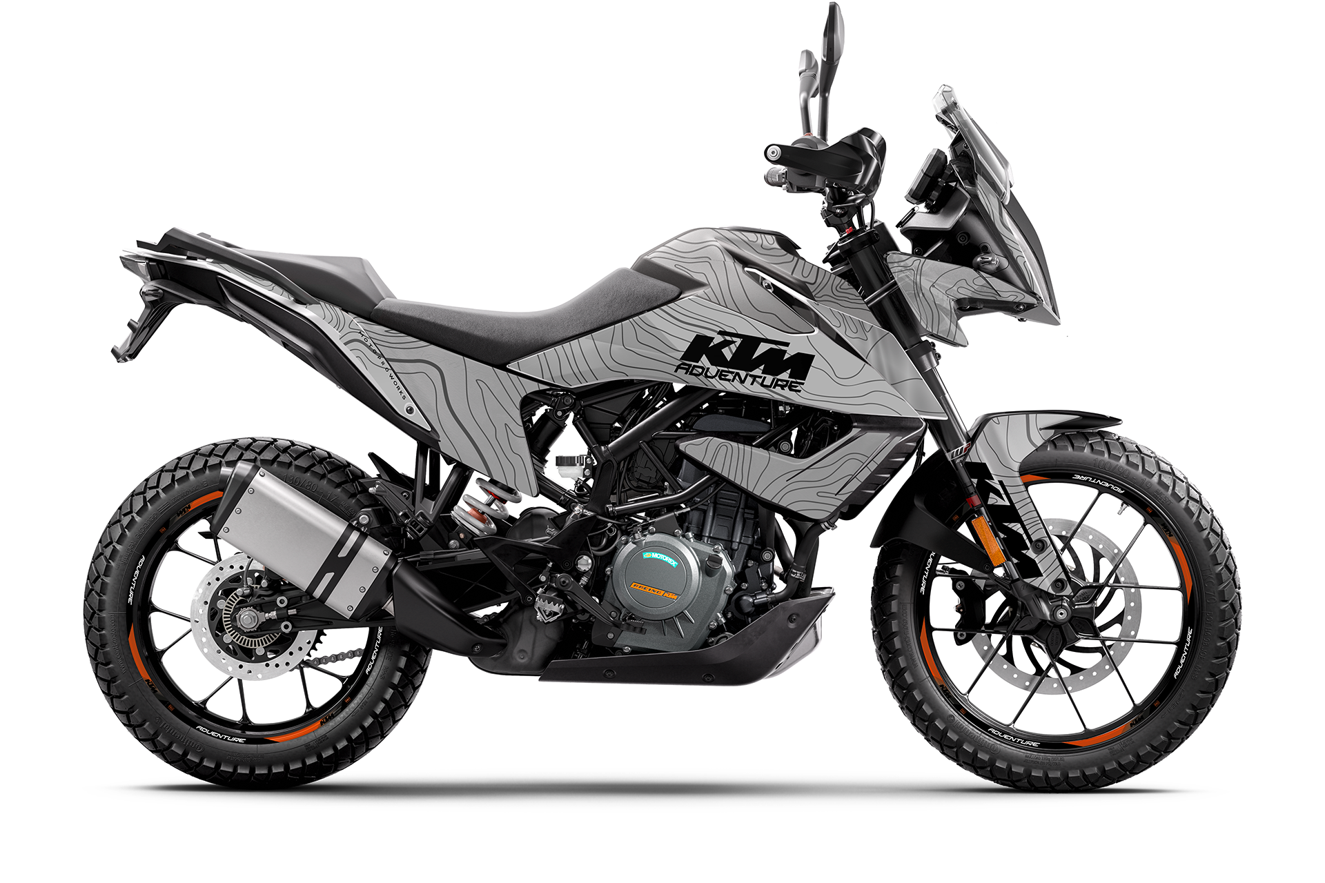 KTM 390 Adventure GRAPHICS - "Topography" (Grey) - MotoProWorks