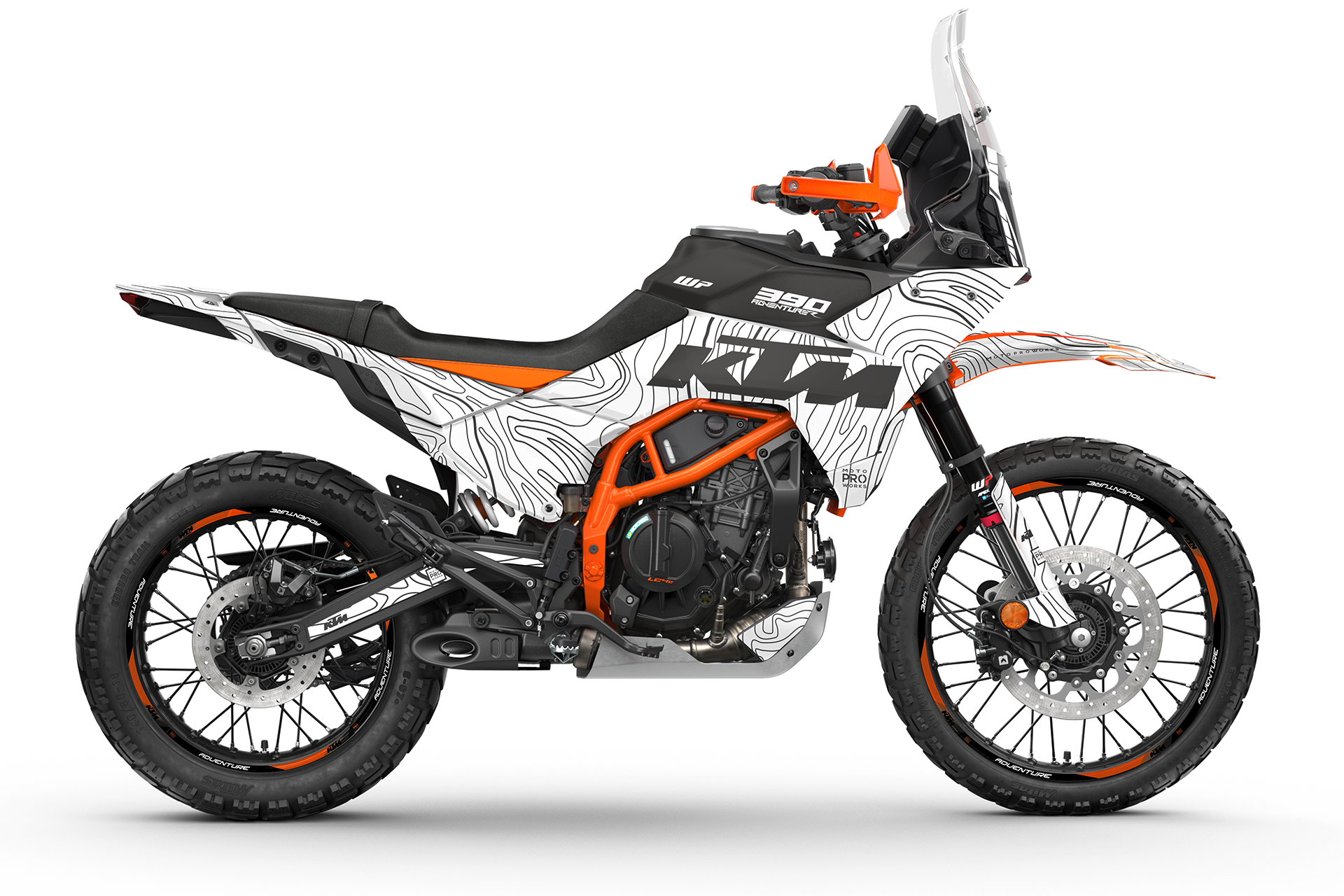 KTM 390 Adventure R / X GRAPHICS - "Topography" (White) - MotoProWorks