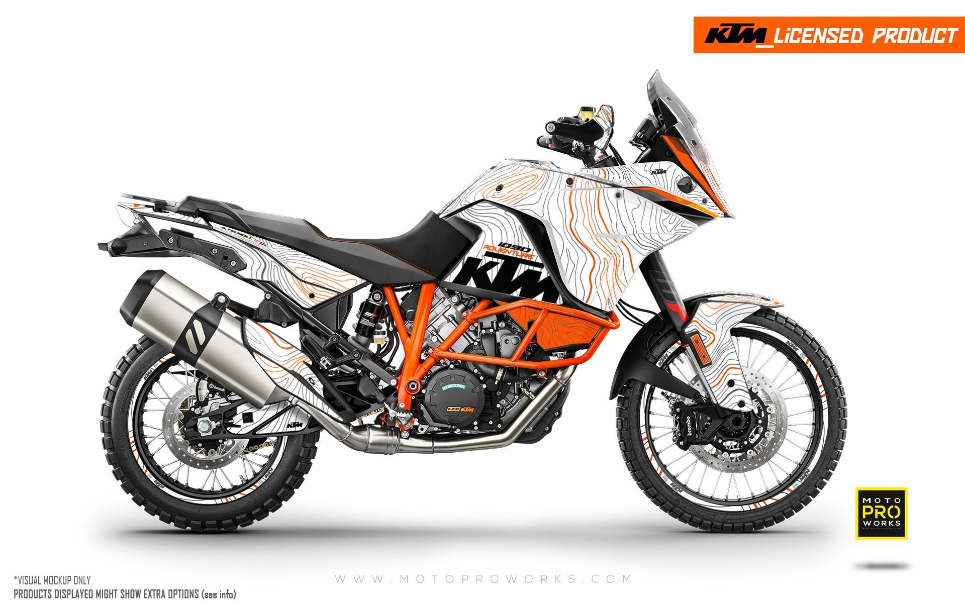 KTM 1090 Adventure GRAPHICS - "TOPOGRAPHY" (White/Orange) - MotoProWorks