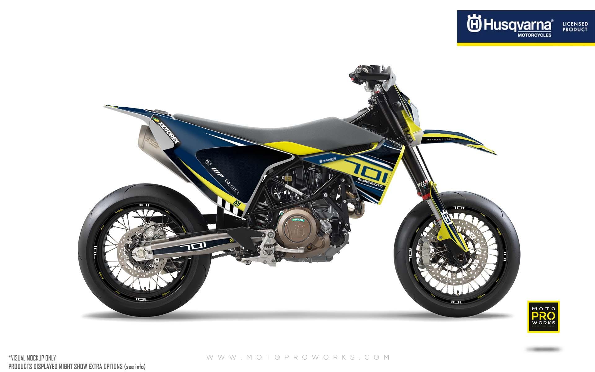 Husqvarna 701 Enduro Graphics - "Vortex" (Blue/Yellow) - MotoProWorks