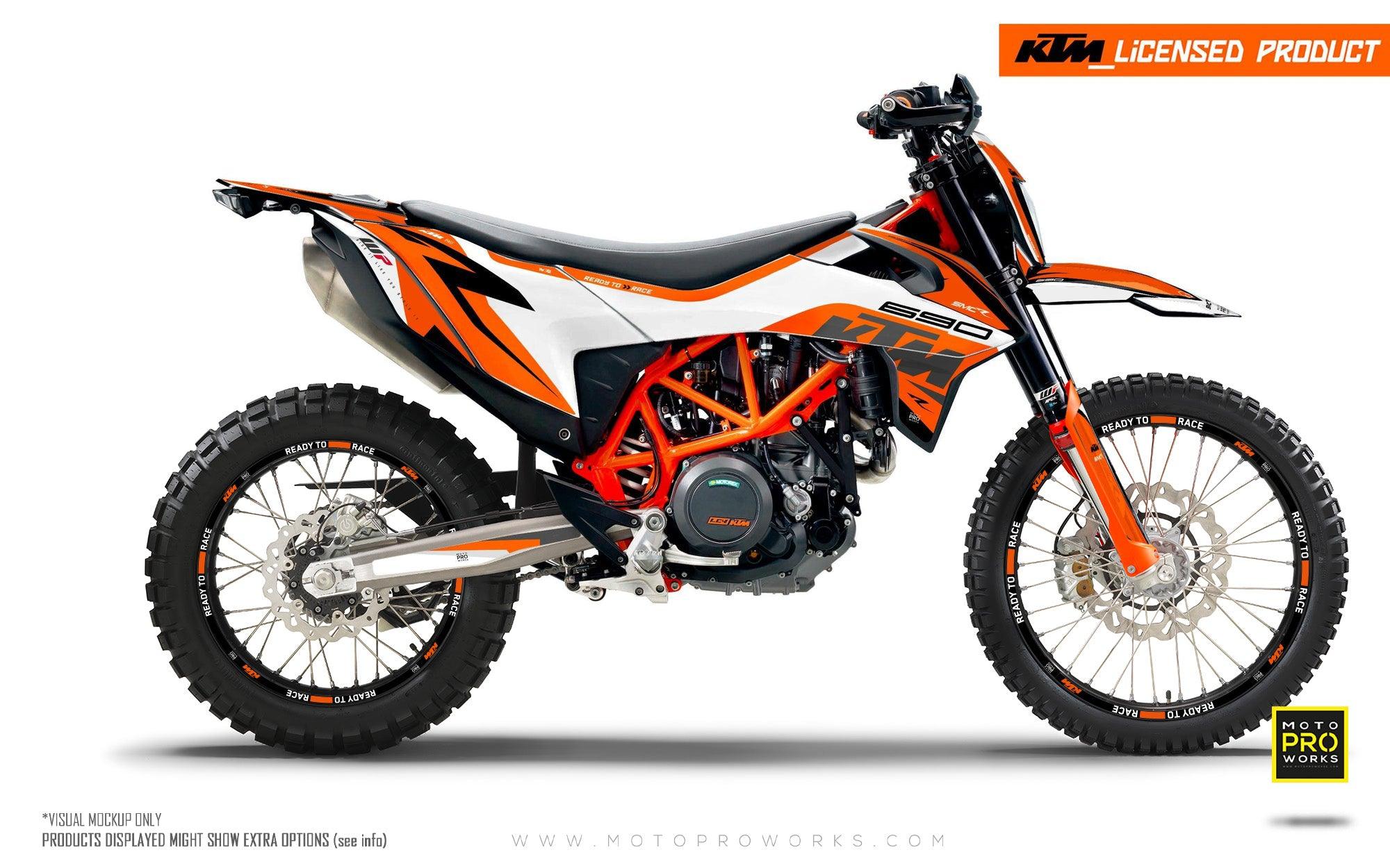 KTM 690 Enduro GRAPHICS - "Torque" (White/Orange) - MotoProWorks
