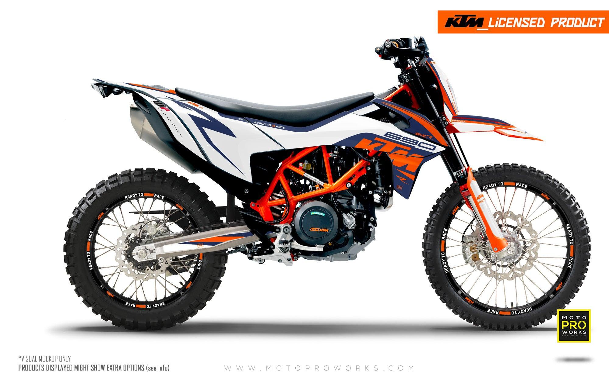 KTM 690 SMC-R GRAPHICS - "Torque" (White/Blue) - MotoProWorks