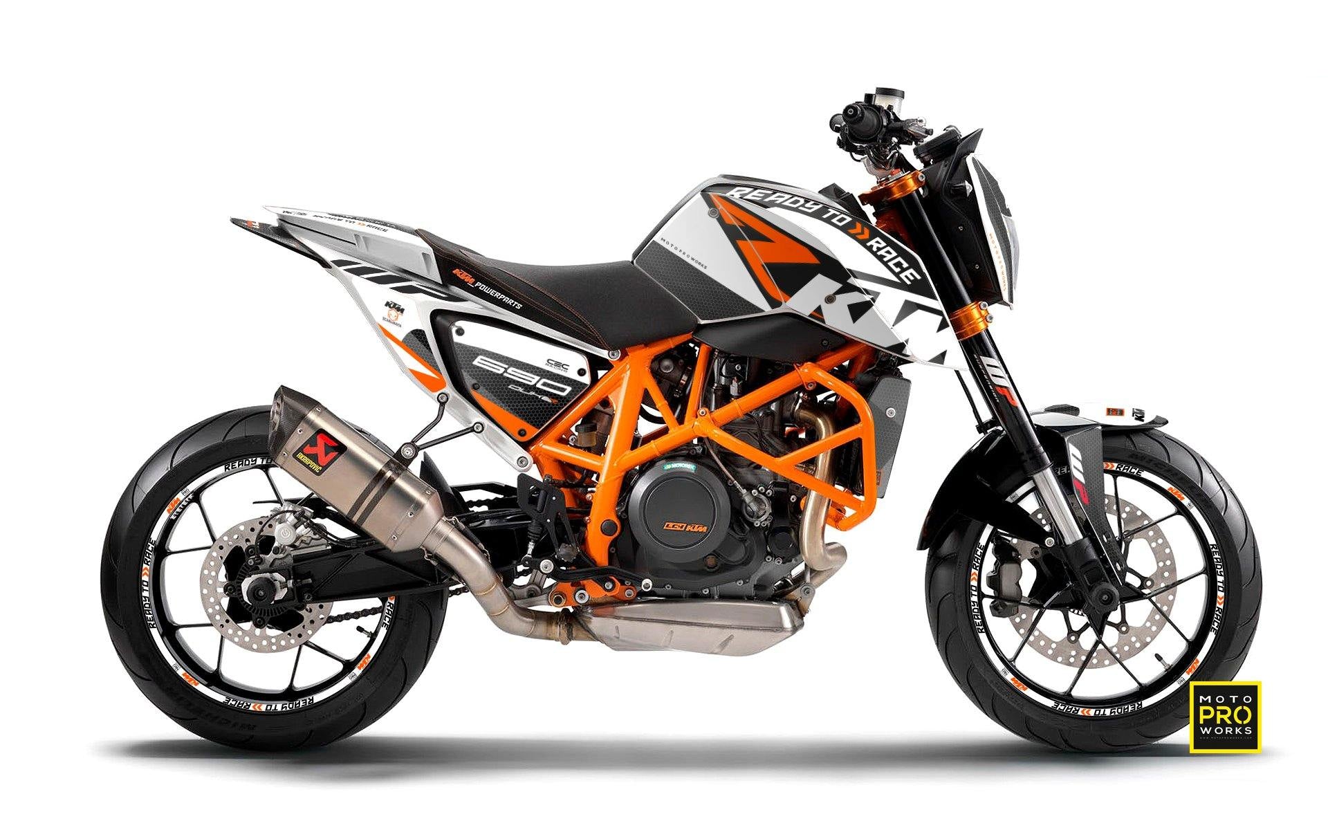KTM 690 Duke GRAPHICS - "RR-Tech" (White) - MotoProWorks