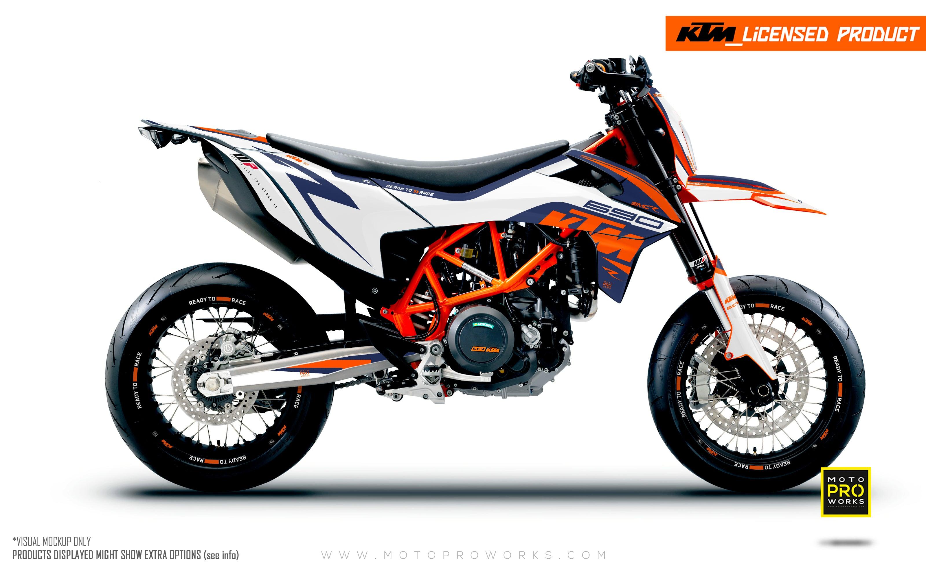 KTM 690 SMC-R GRAPHICS - "Torque" (White/Blue) - MotoProWorks