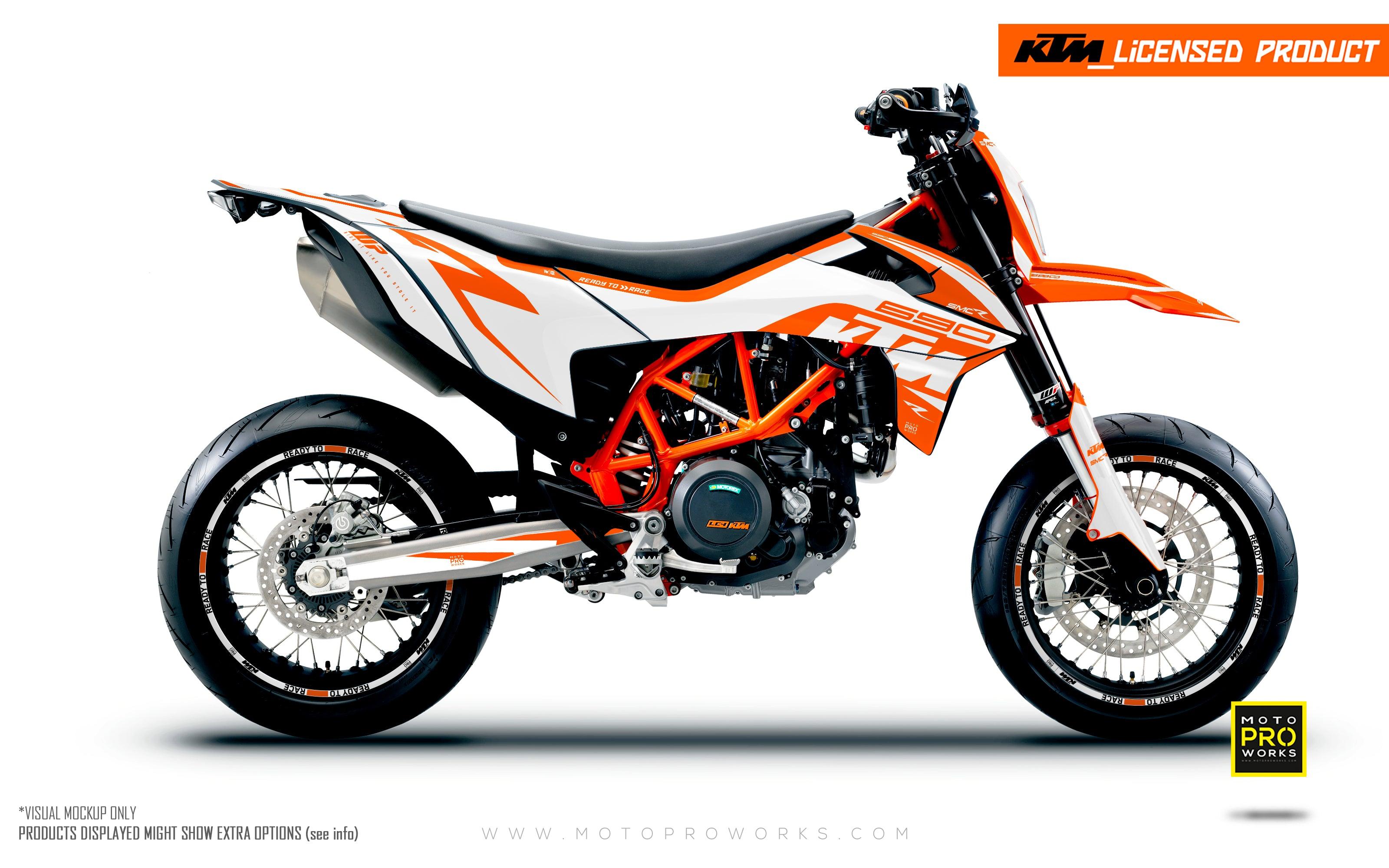 KTM 690 SMC-R GRAPHICS - "Torque" (Solid/Orange/White) - MotoProWorks