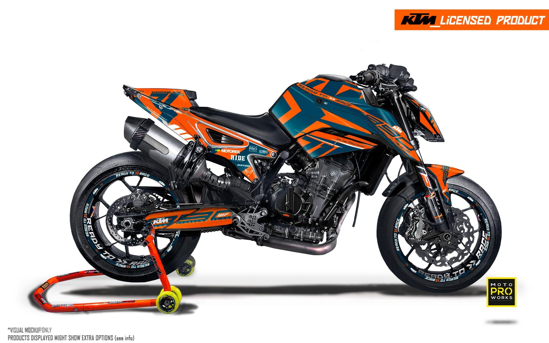 KTM 790/890 Duke GRAPHICS - "Rasorblade" (Orange/Blue) - MotoProWorks