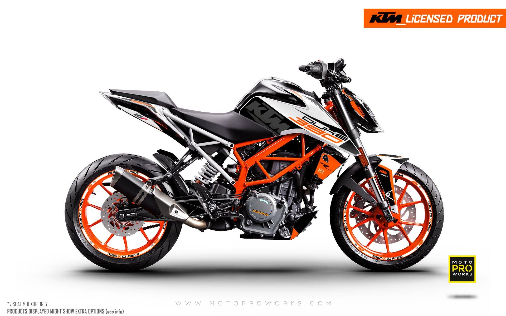 KTM 390 Duke GRAPHICS - "Torque" (White/Black/Orange) - MotoProWorks
