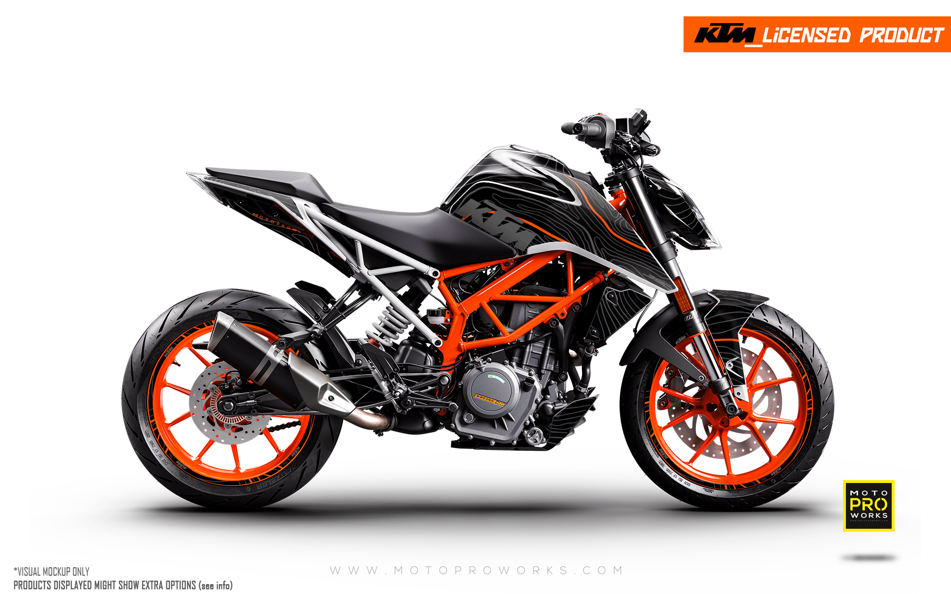 KTM 390 Duke GRAPHICS - "Topography" (Black/Orange) - MotoProWorks