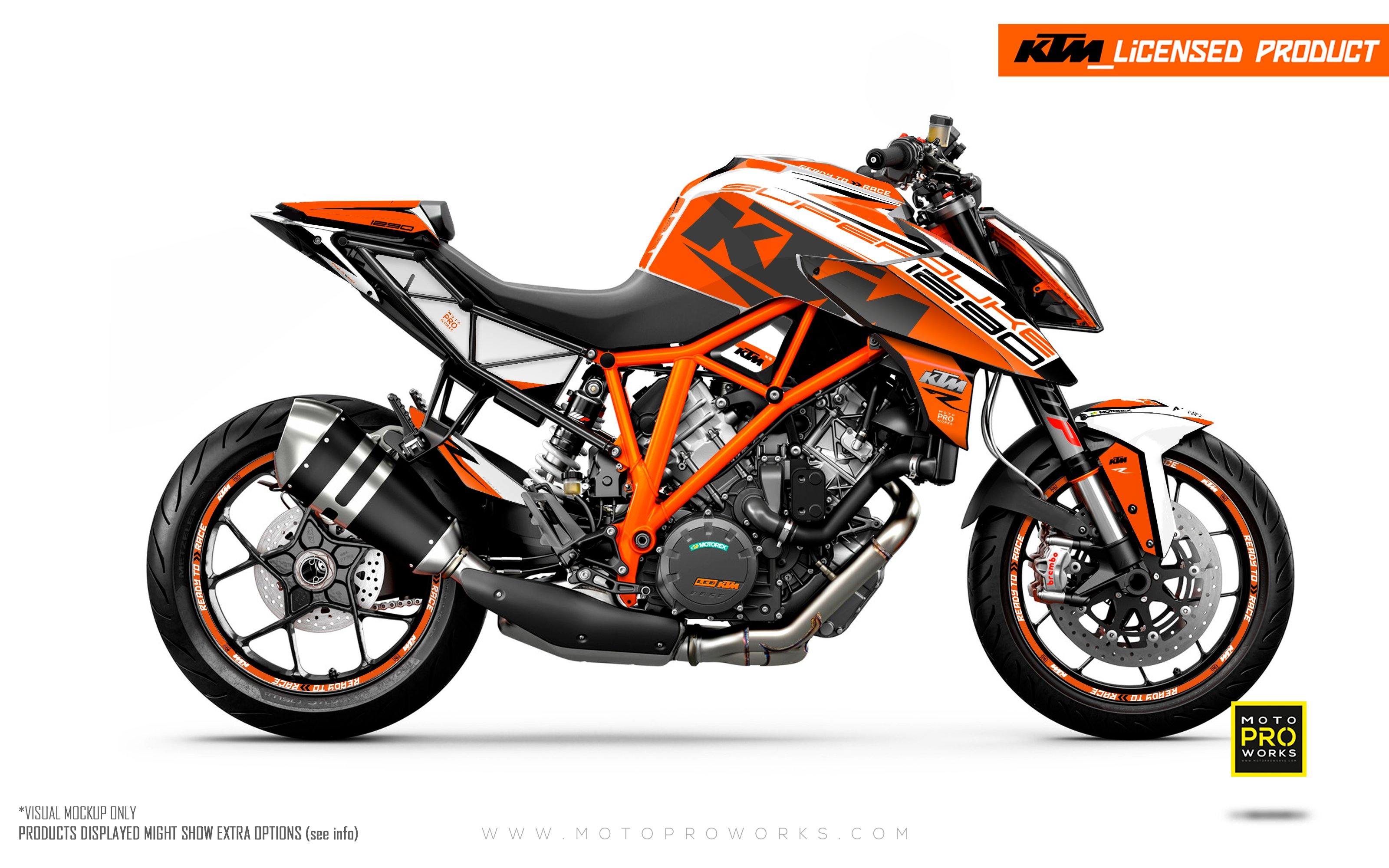 KTM 1290 Super Duke R 2014-2019 GRAPHICS - "Torque" (White/Orange) - MotoProWorks