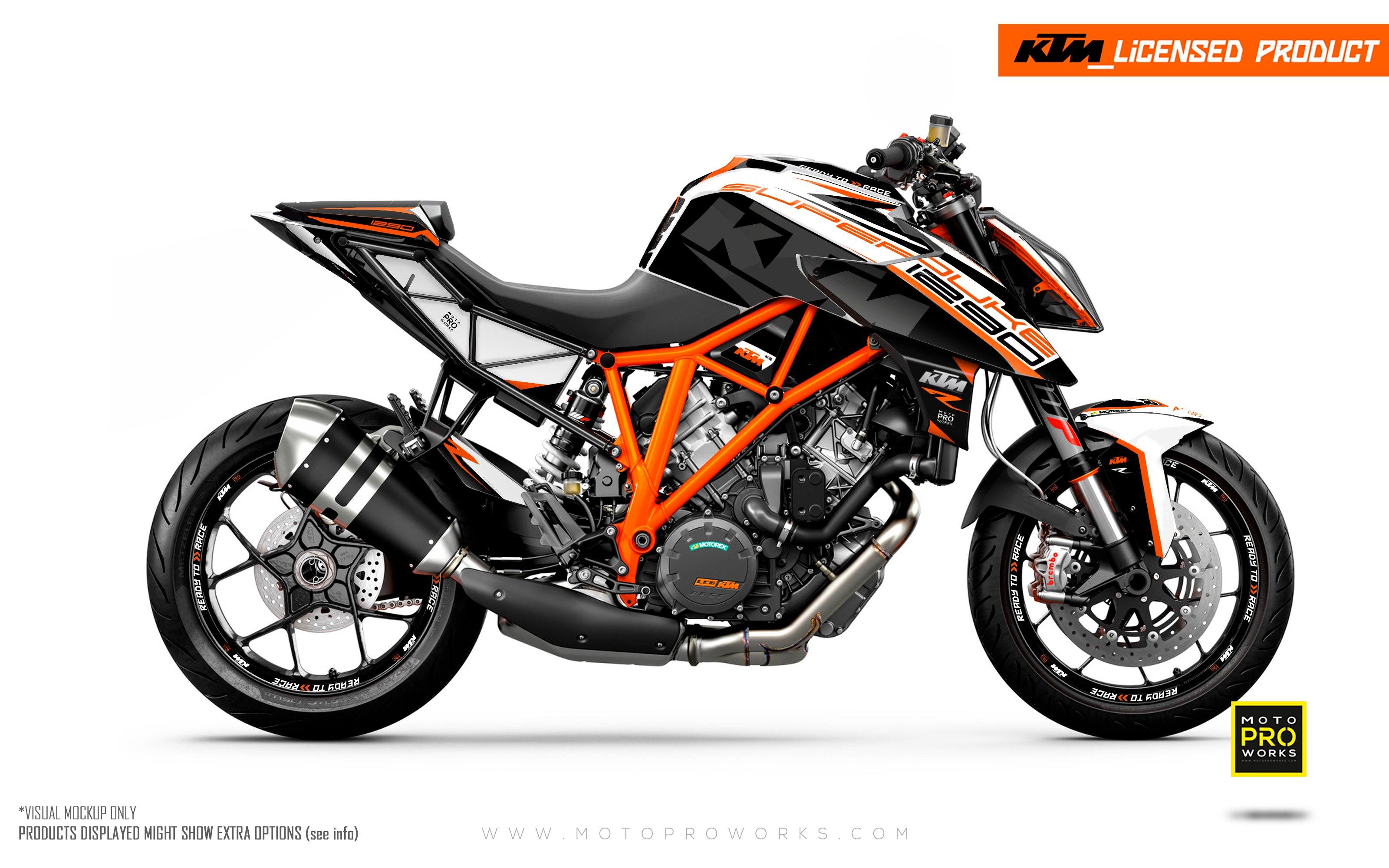 KTM 1290 Super Duke R 2014-2019 GRAPHICS - "Torque" (White/Black/Orange) - MotoProWorks