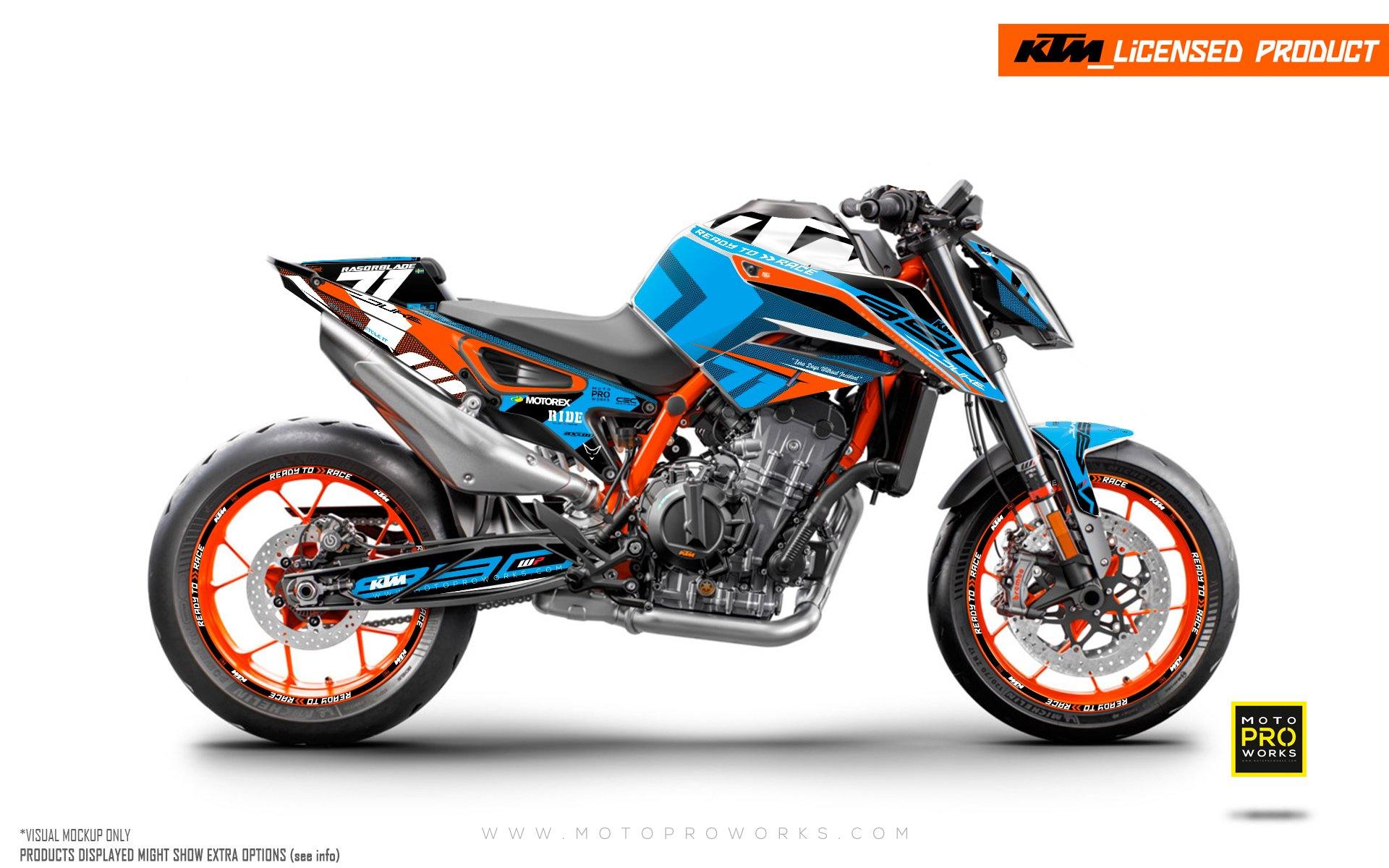 KTM 890 Duke R GRAPHICS - "Rasorblade" (Blue) - MotoProWorks