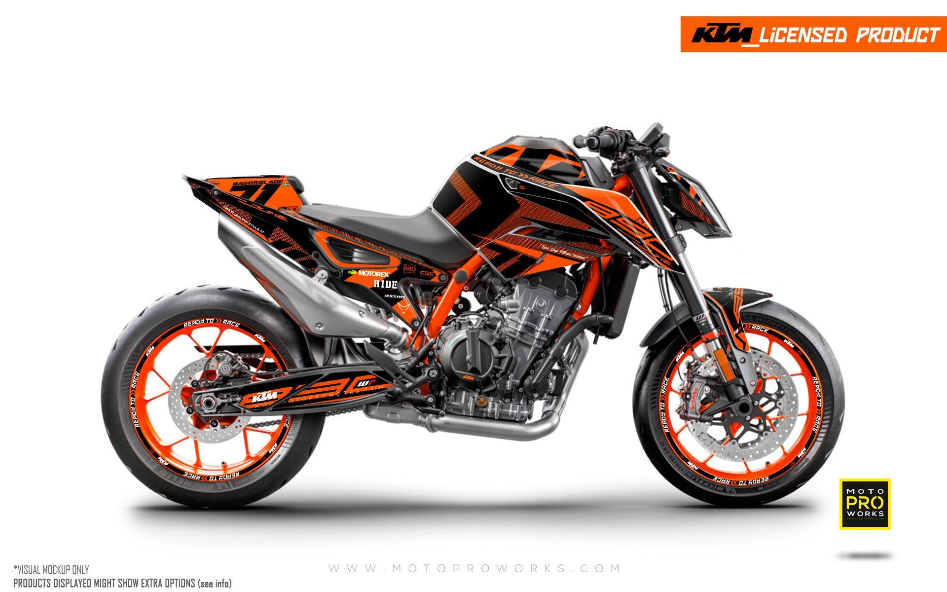 KTM 890 Duke R GRAPHICS - "Rasorblade" (Orange) - MotoProWorks