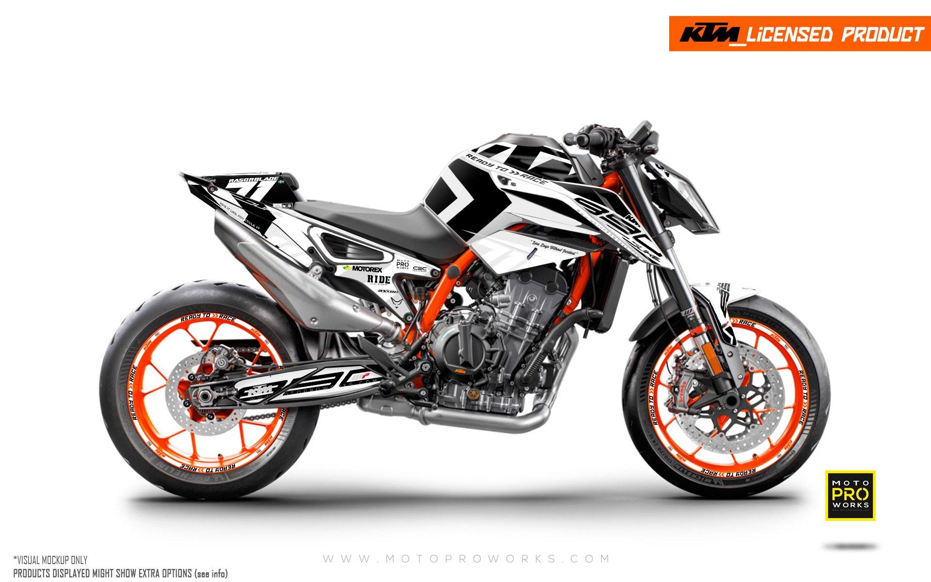 KTM 890 Duke R GRAPHICS - "Rasorblade" (White) - MotoProWorks