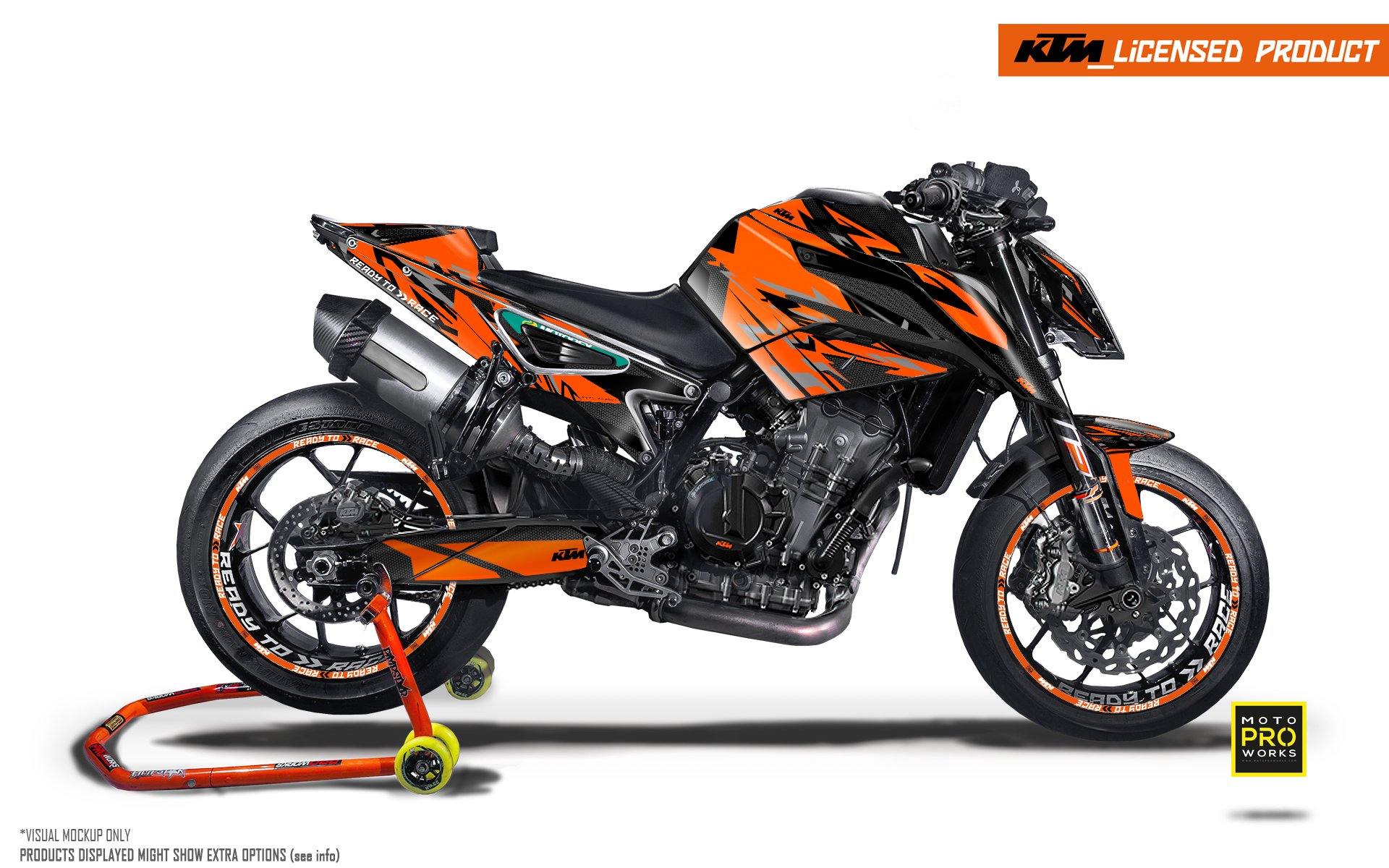 KTM 790/890 Duke GRAPHICS - "Fractal" (Black/Orange) - MotoProWorks