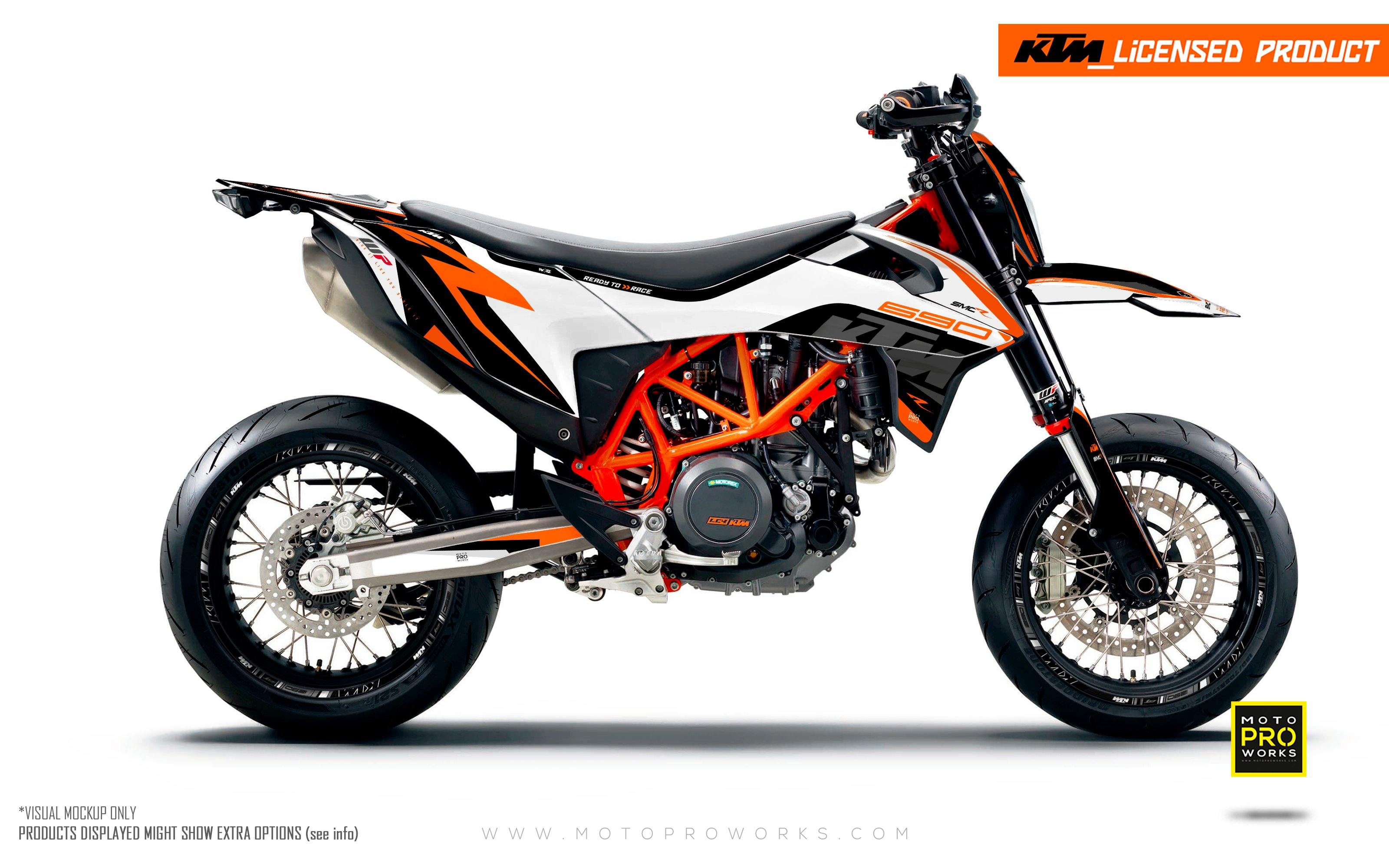KTM 690 SMC-R GRAPHICS - "Torque" (White/Black/Orange) - MotoProWorks