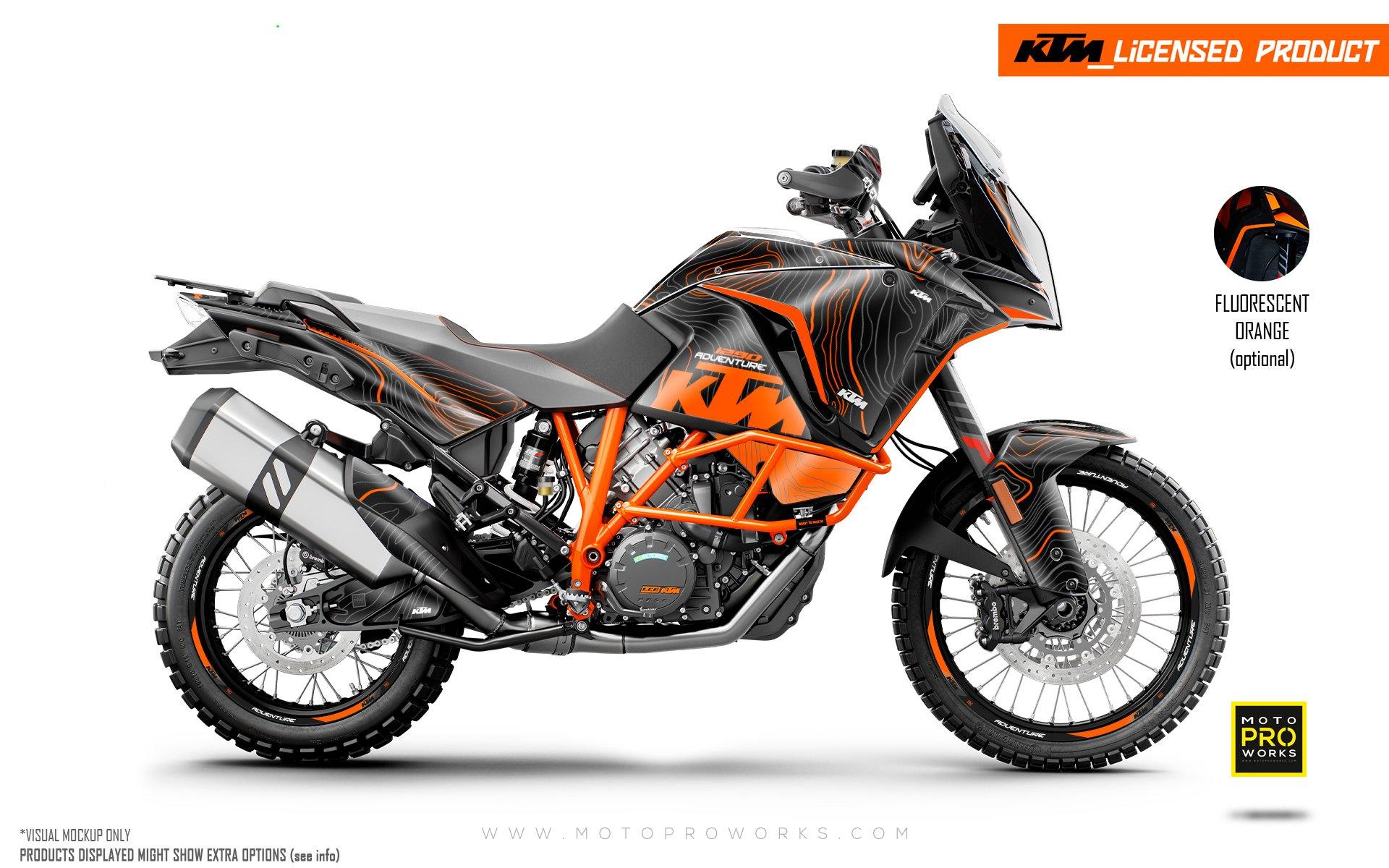 KTM 1290 Super Adventure GRAPHICS - "Topography" (Black/Orange) - MotoProWorks