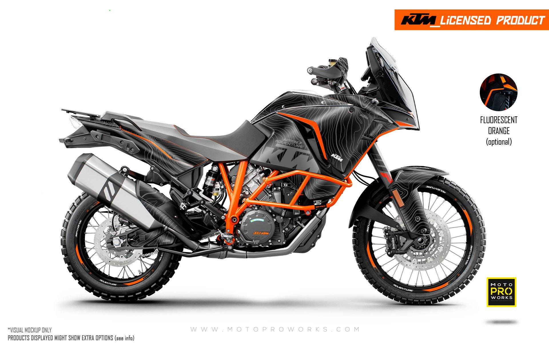 KTM 1290 Super Adventure GRAPHICS - "Topography" (Black) - MotoProWorks